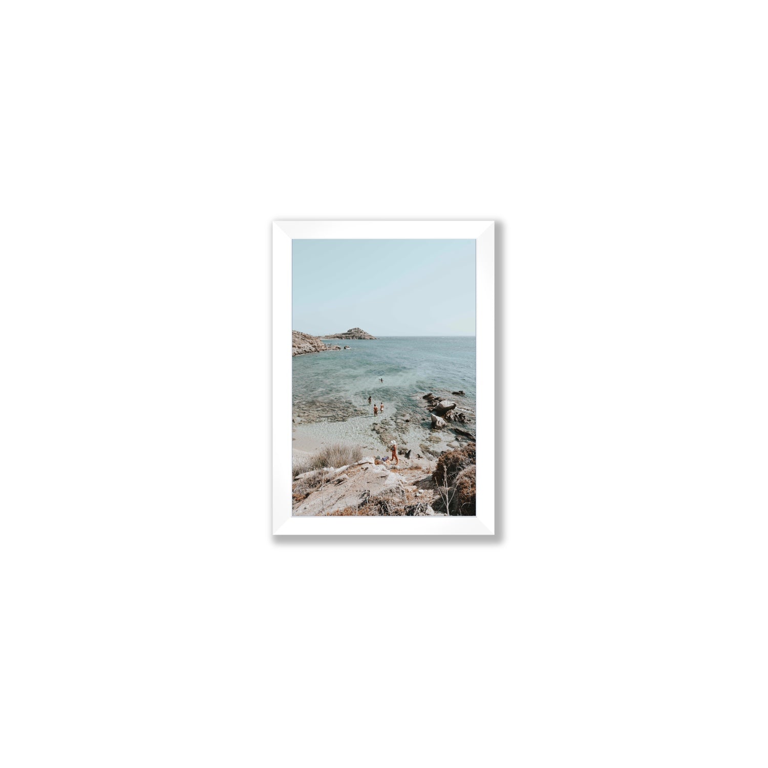 Explorers Mykonos Greek island wall art Small full-bleed fine art print in white frame