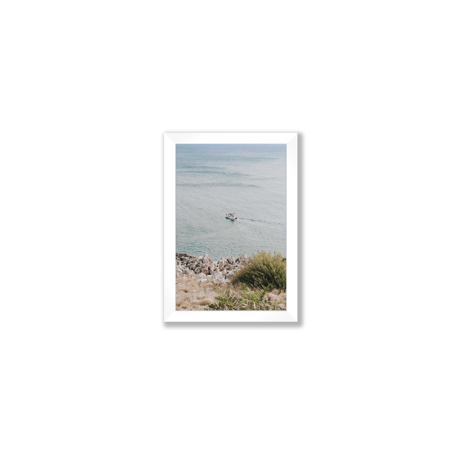 Puglian Departure Puglia coastal Italian wall art Small full-bleed fine art print in white frame