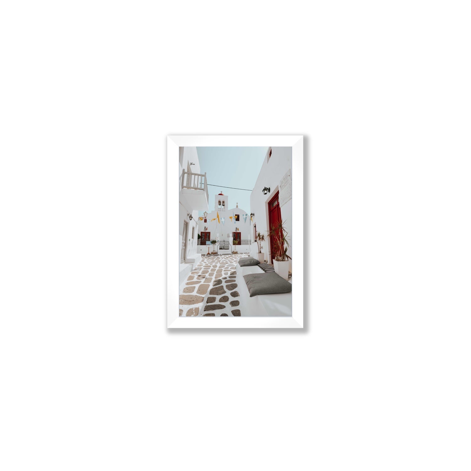 Cycladic Charm fine art print, Mykonos, Greece, Small, White Frame · Full Bleed, Fine Art Print