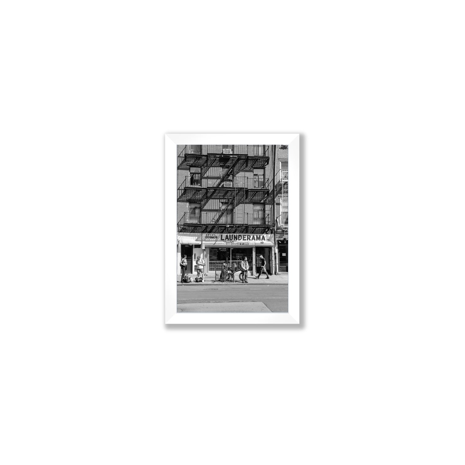 Bus Stop New York NYC Black & White wall art Small full-bleed fine art print in white frame