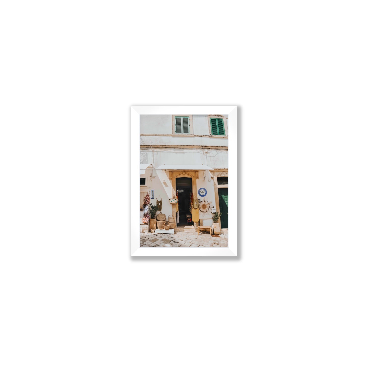 Artisan Ambience Puglia Italian wall art Small full-bleed fine art print in white frame
