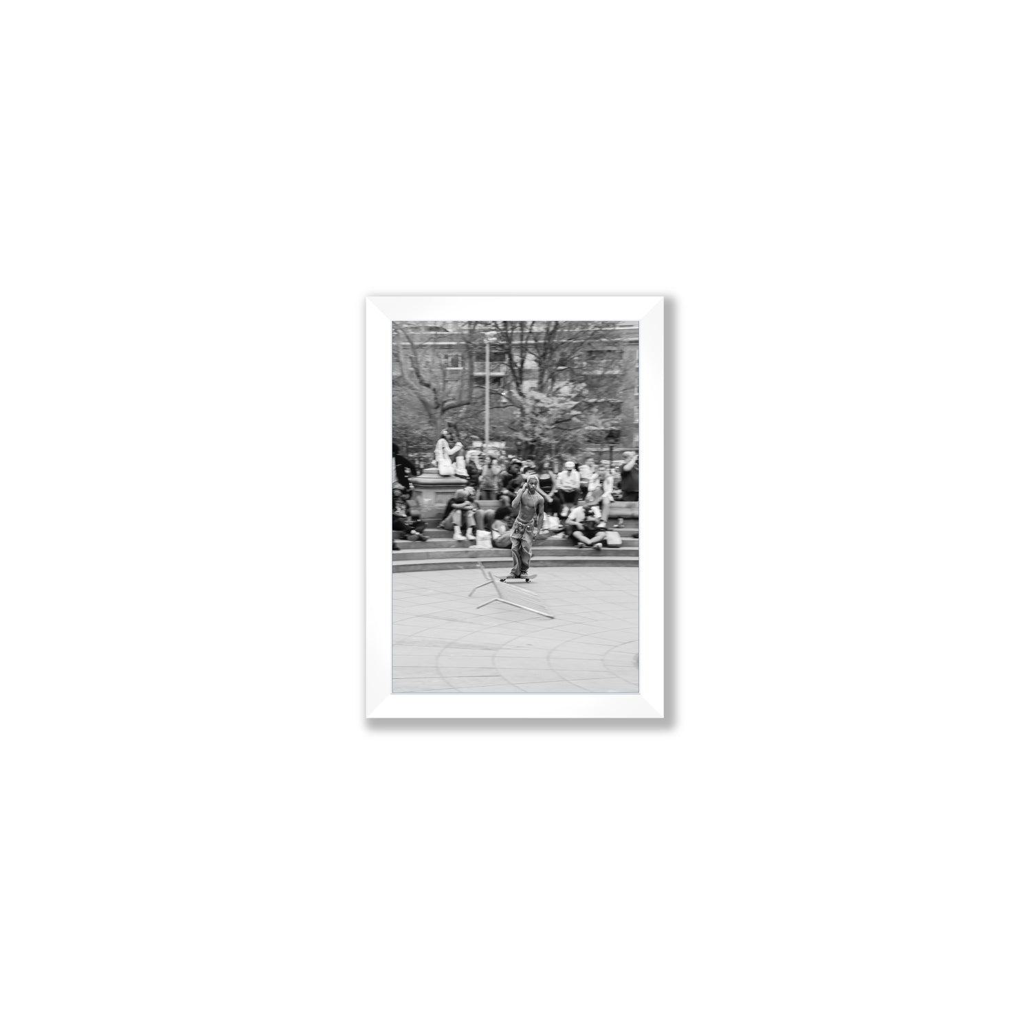 Skate Park Serenade New York NYC Black & White wall art Small full-bleed fine art print in white frame