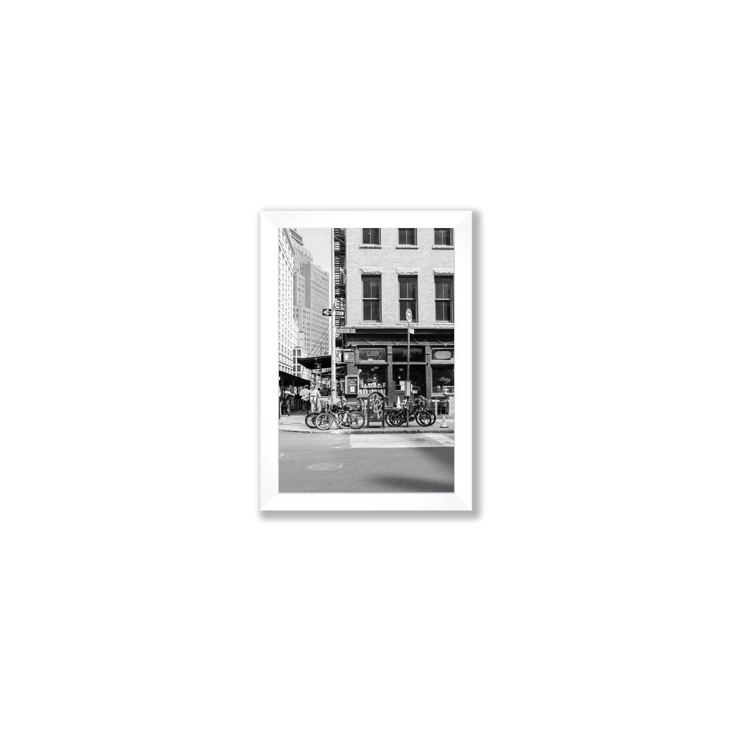 Bites Of The Big Apple New York NYC Black & White wall art Small full-bleed fine art print in white frame