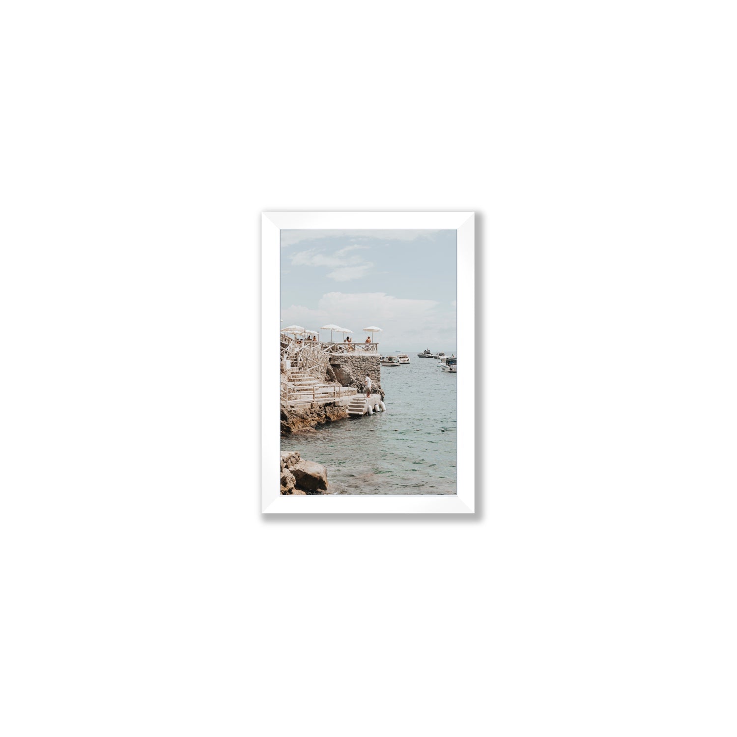 Pier Patrol fine art print, Nerano, Italy, Small, White Frame · Full Bleed, Fine Art Print