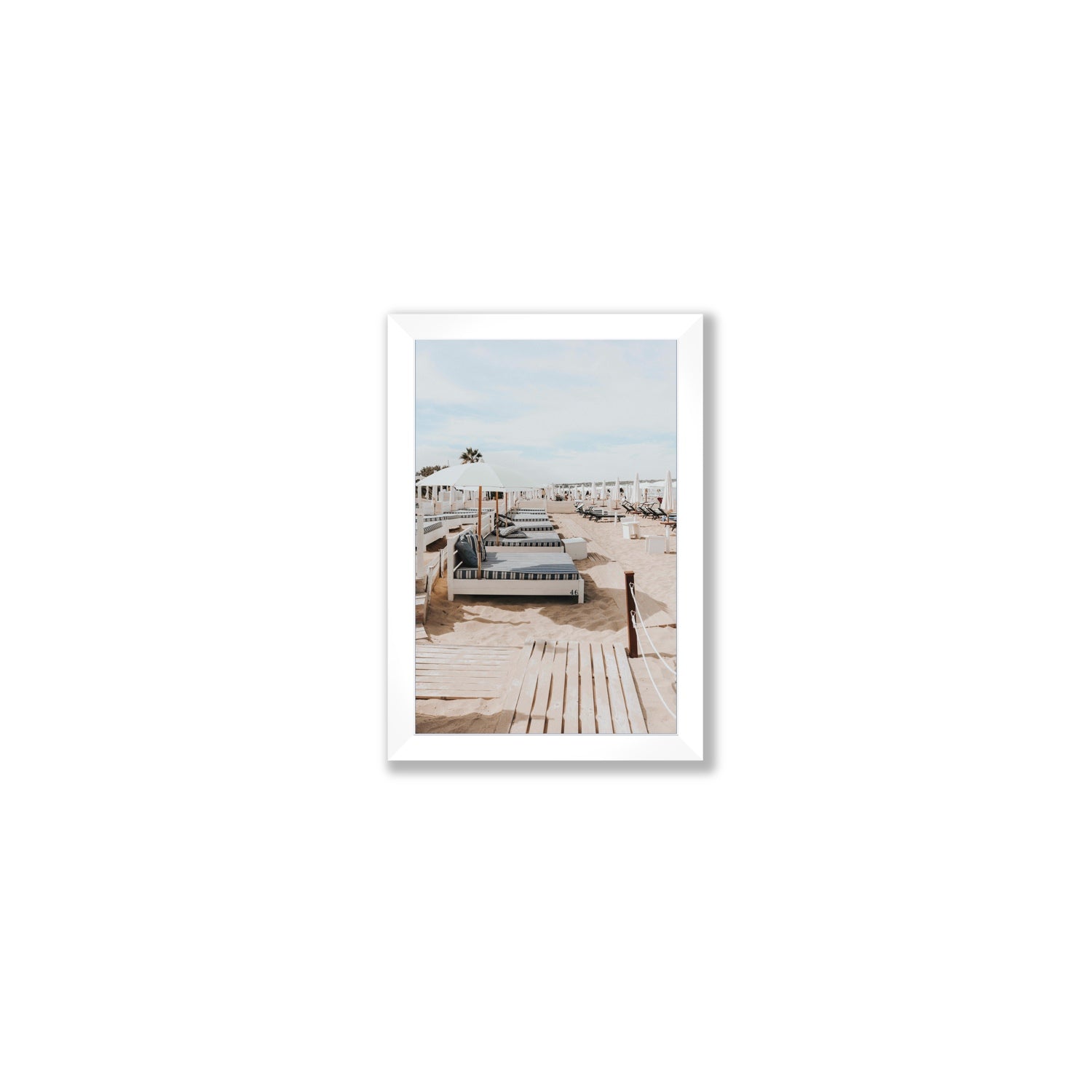 Coastal Repose Puglia beach Mediterranean fine art print Small full-bleed fine art print in white frame