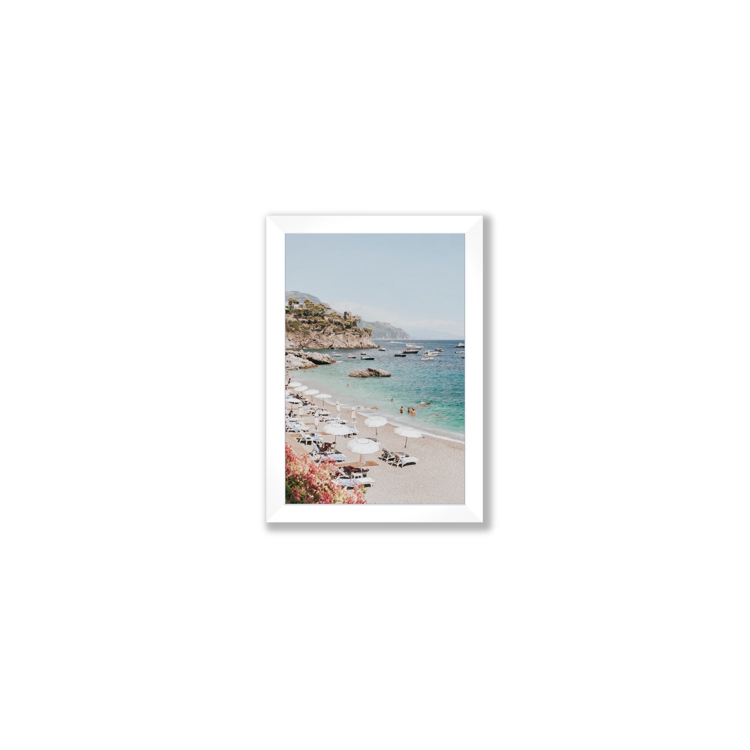 Seaview Refuge Amalfi coastal wall art small full-bleed fine art print in white frame