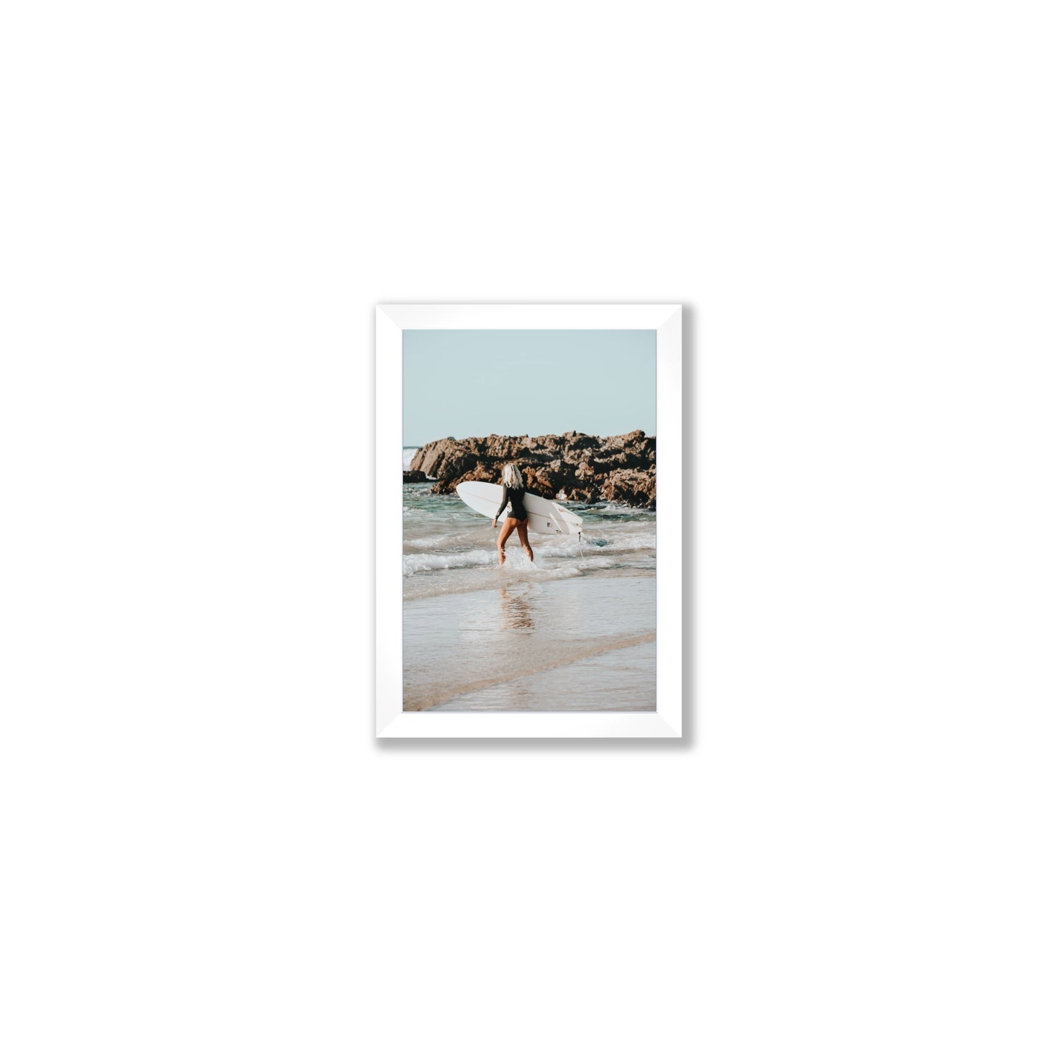 Bethany Byron Bay Surf coastal decor wall art Small full-bleed fine art print in white frame