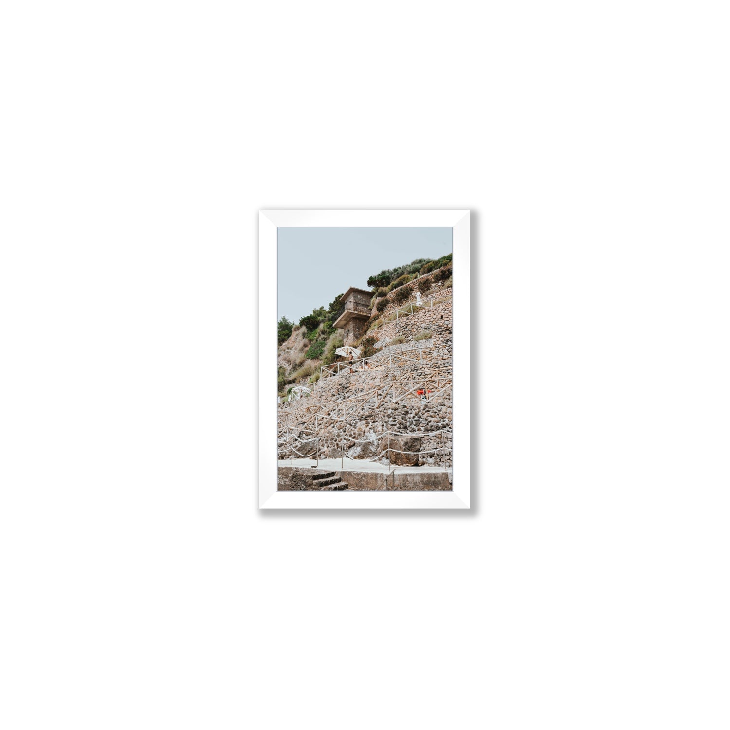 Solitude by the Sea Tuscany coastal Italian wall art Small full-bleed fine art print in white frame