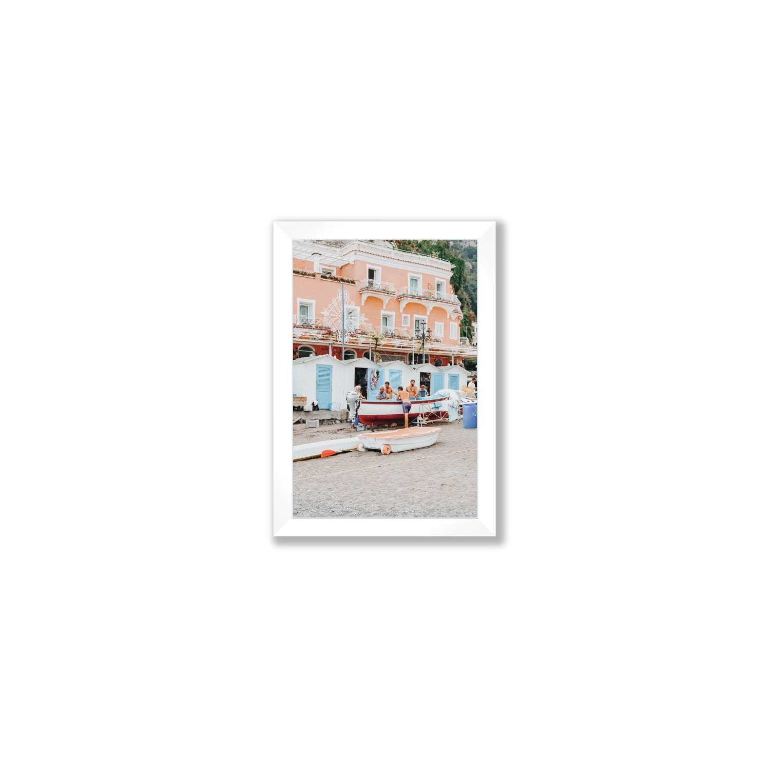 La Riunione della Mattina fine art print, Positano, Italy, Small, White Frame · Full Bleed, Fine Art Print