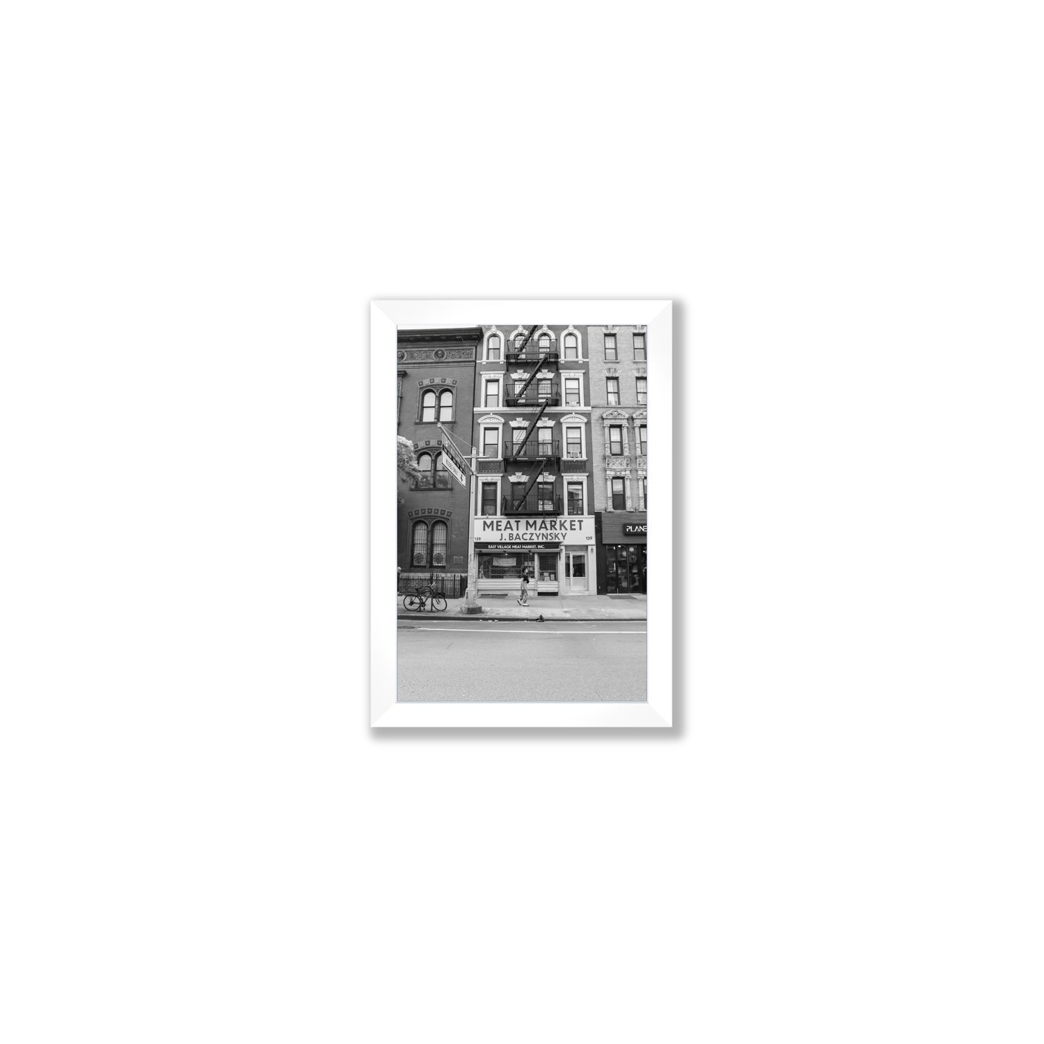 Vertical Village New York NYC Black & White wall art Small full-bleed fine art print in white frame