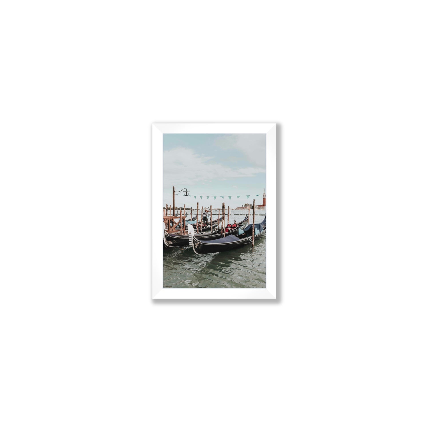 The Gondolier Venice Gondola Italian wall art Small full-bleed fine art print in white frame