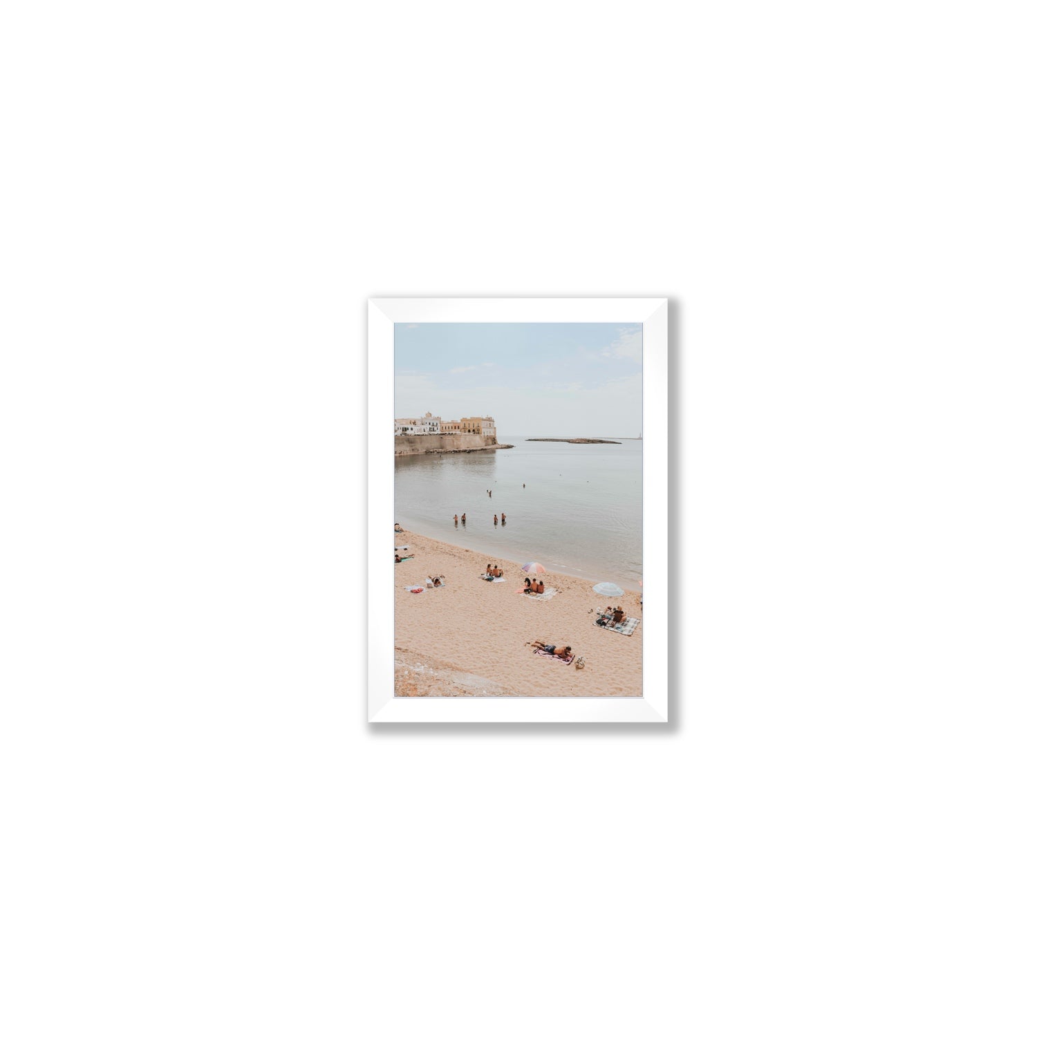 Spiaggia della Purita Puglia coastal art print Small full-bleed fine art print in white frame