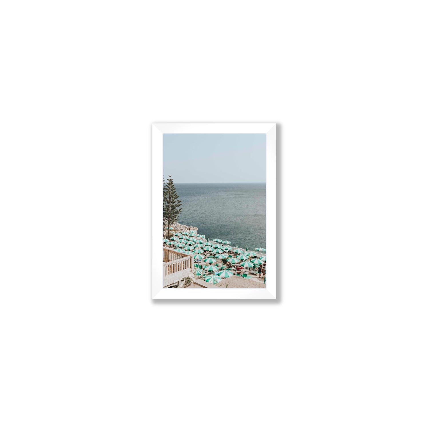 Sun-drenched Stripes Puglia beach coastal wall art Small full-bleed fine art print in white frame