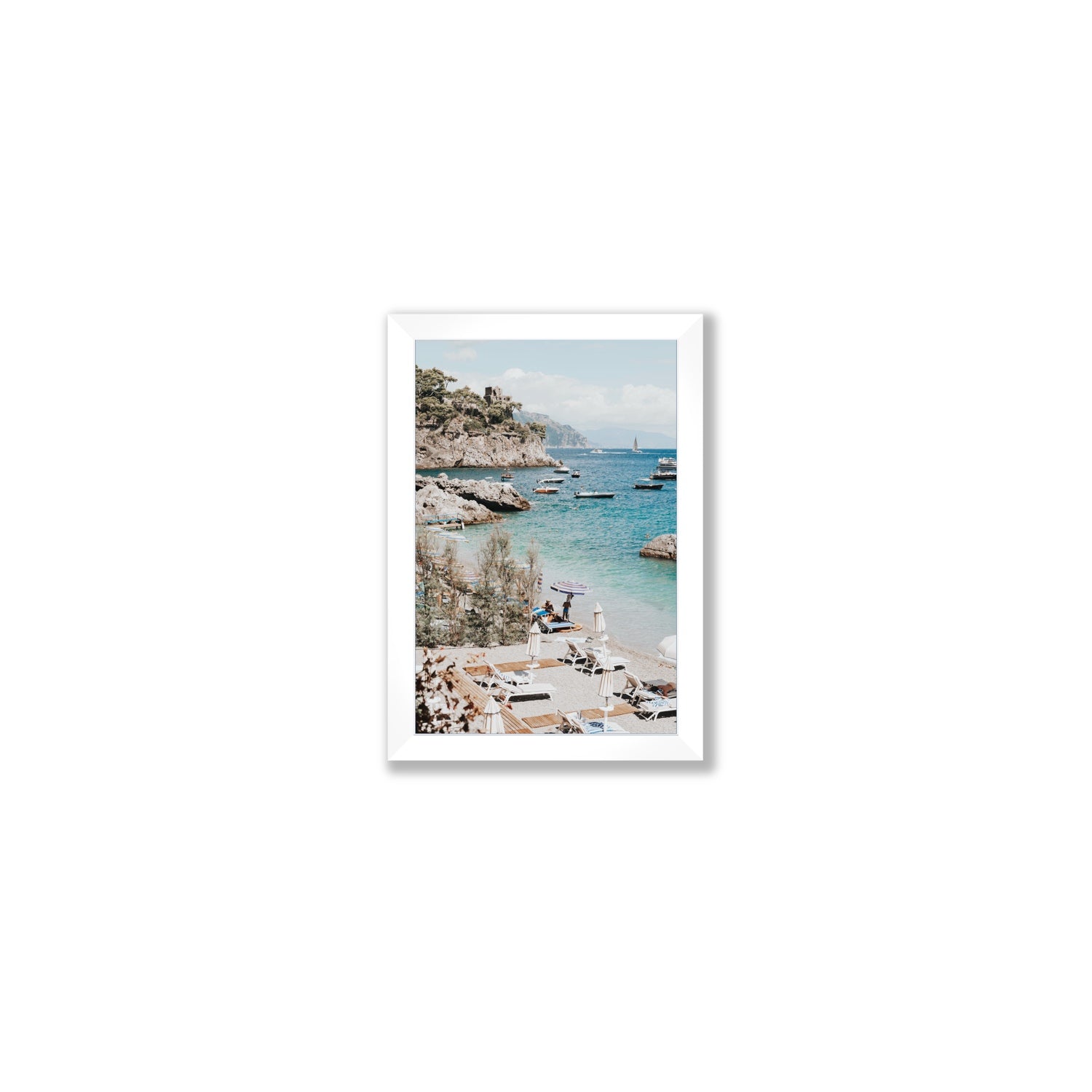Sizzling Summer Days Amalfi coastal wall art Small full-bleed fine art print in white frame