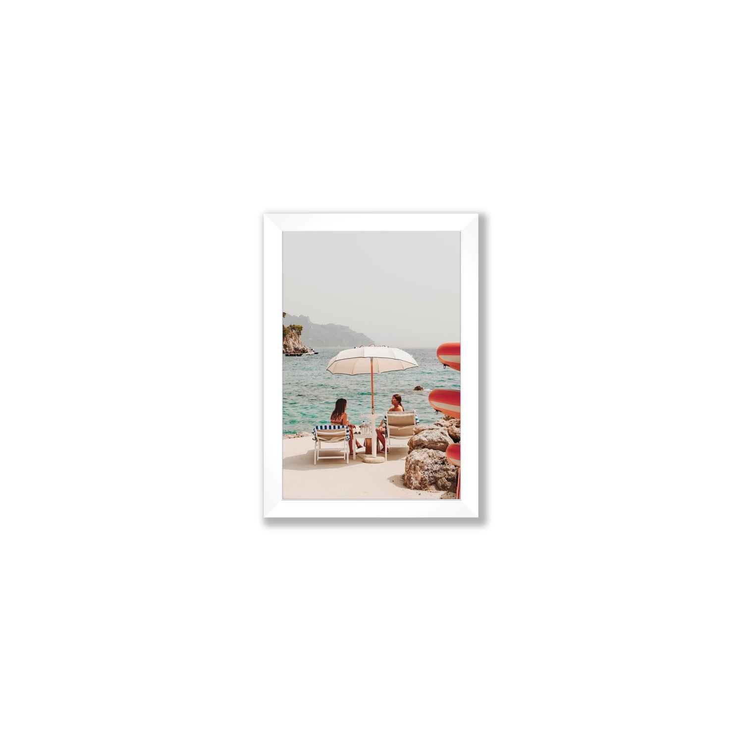 Salty Banter Amalfi Mediterranean wall art Small full-bleed fine art print in white frame