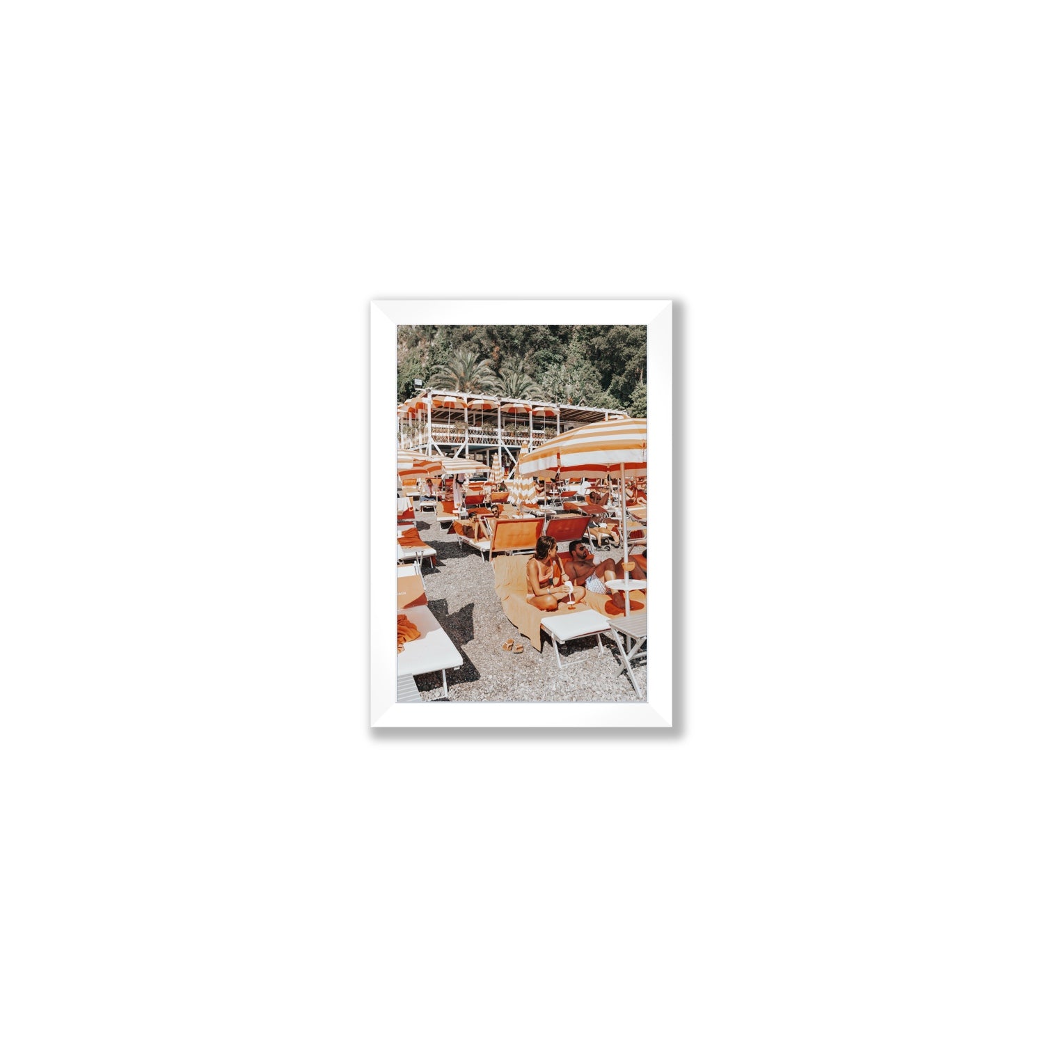 Lounging In Lido fine art print, Positano, Italy, Small, White Frame · Full Bleed, Fine Art Print