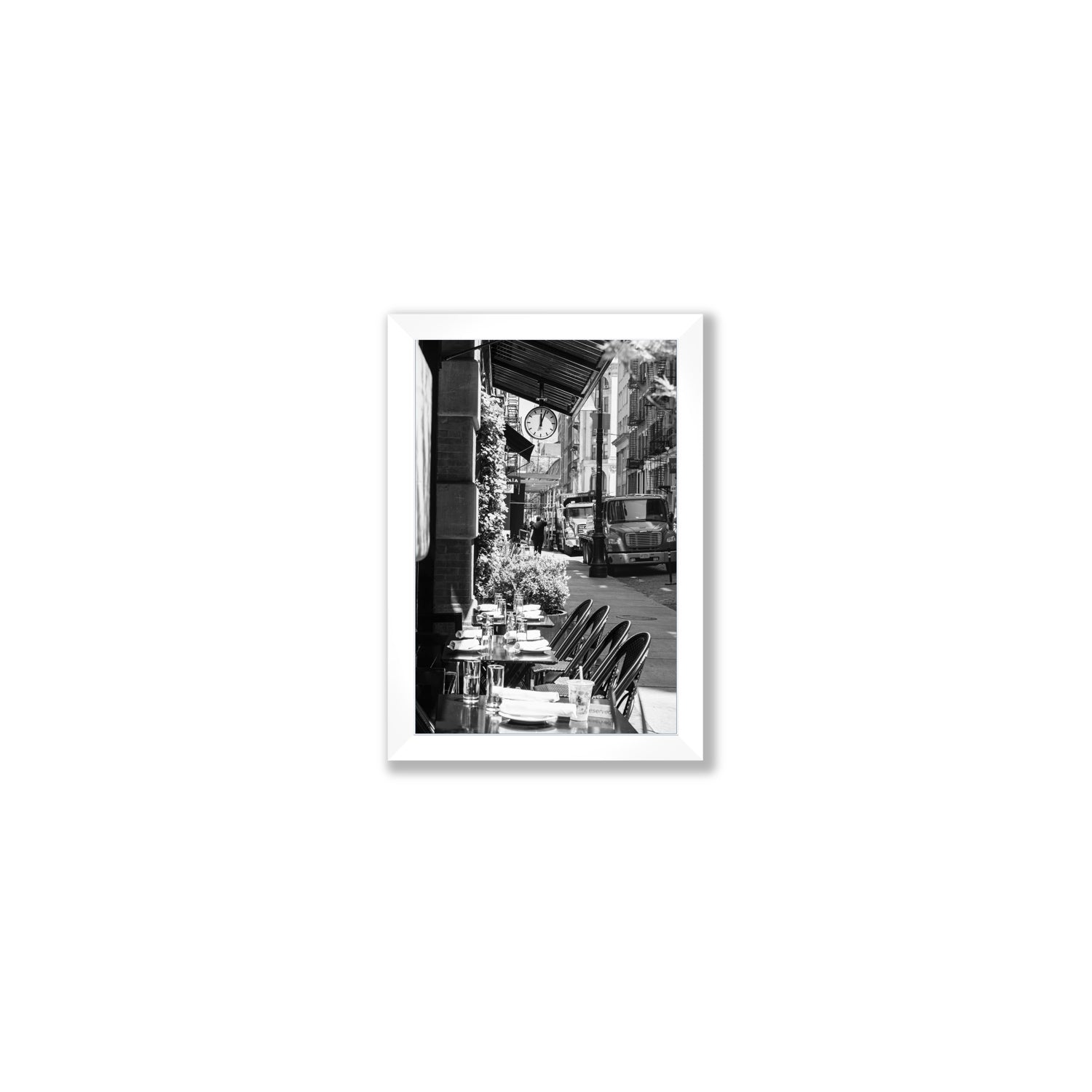 Mercer Street New York NYC Black & White wall art Small full-bleed fine art print in white frame