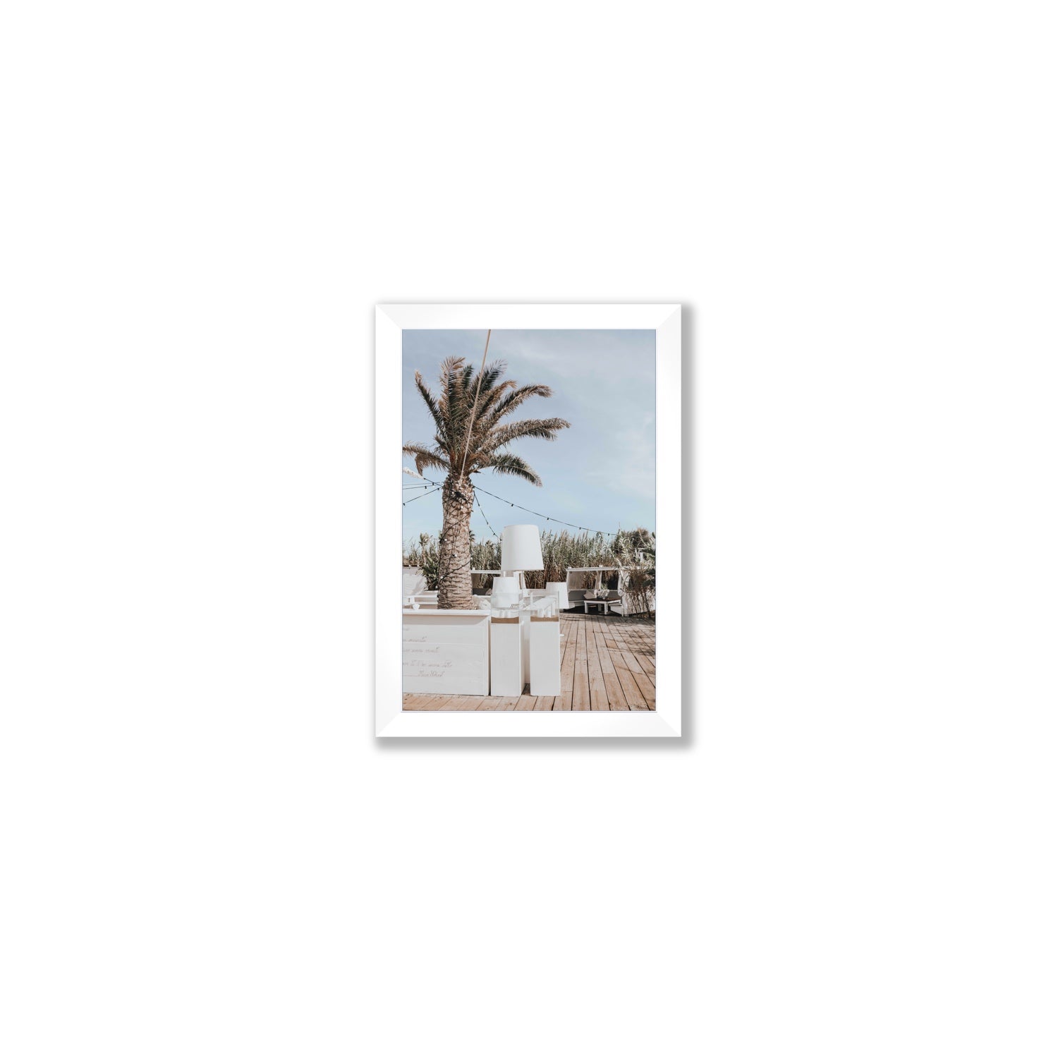 Seabreeze Palm Puglia coastal beach wall art Small full-bleed fine art print in white frame