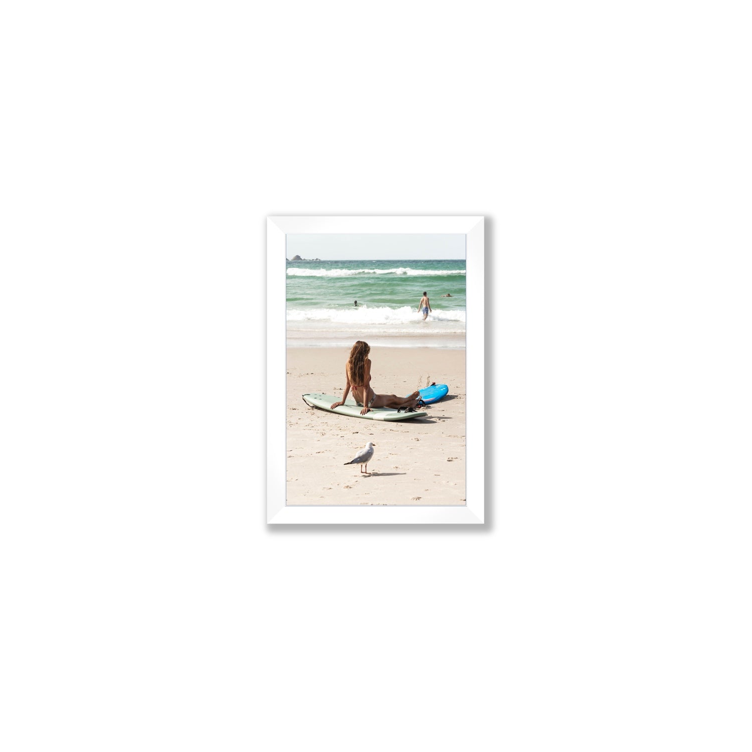Carissa Byron Bay Surf coastal wall art Small full-bleed fine art print in white frame