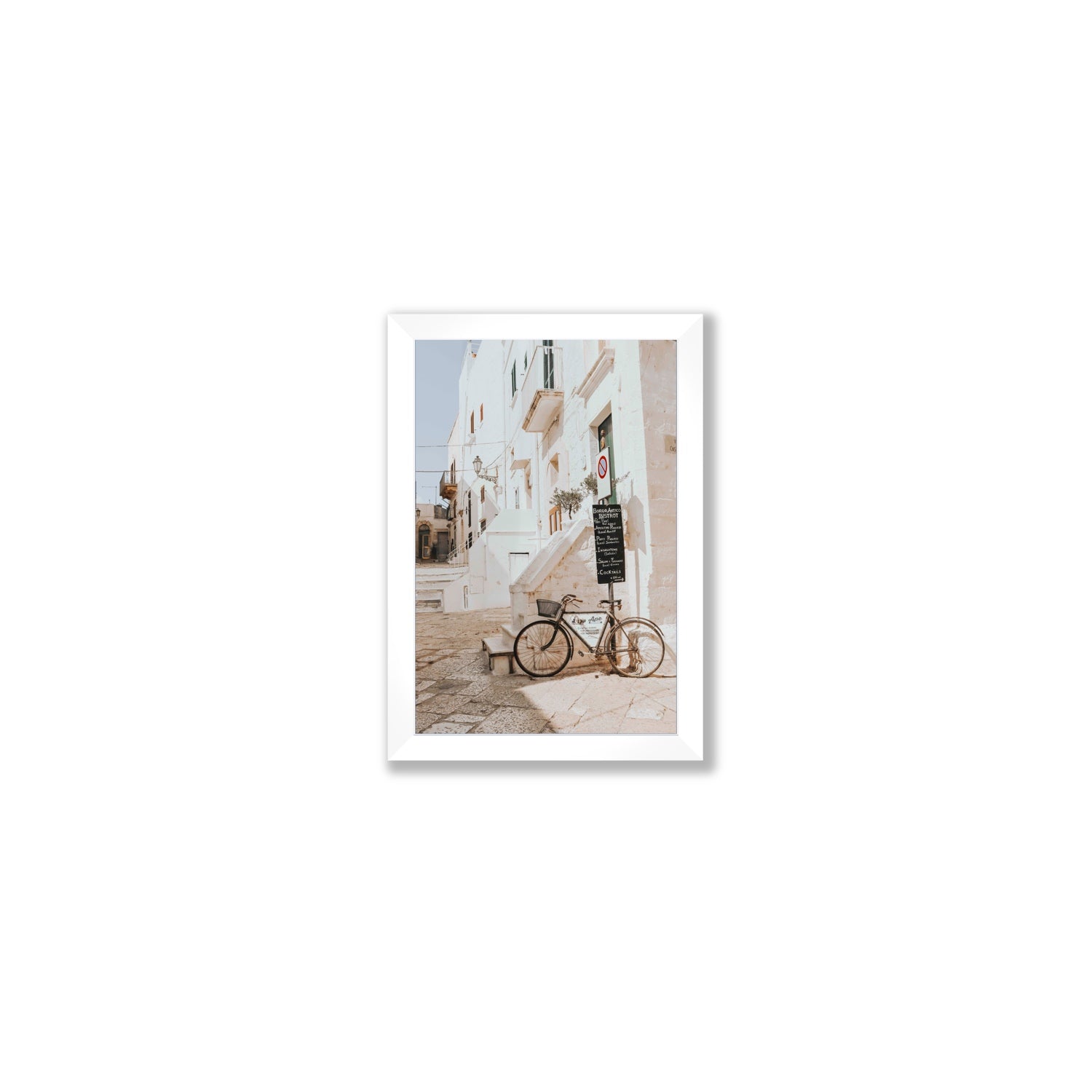 La Bicicletta Puglia Ostuni wall art Small full-bleed fine art print in white frame