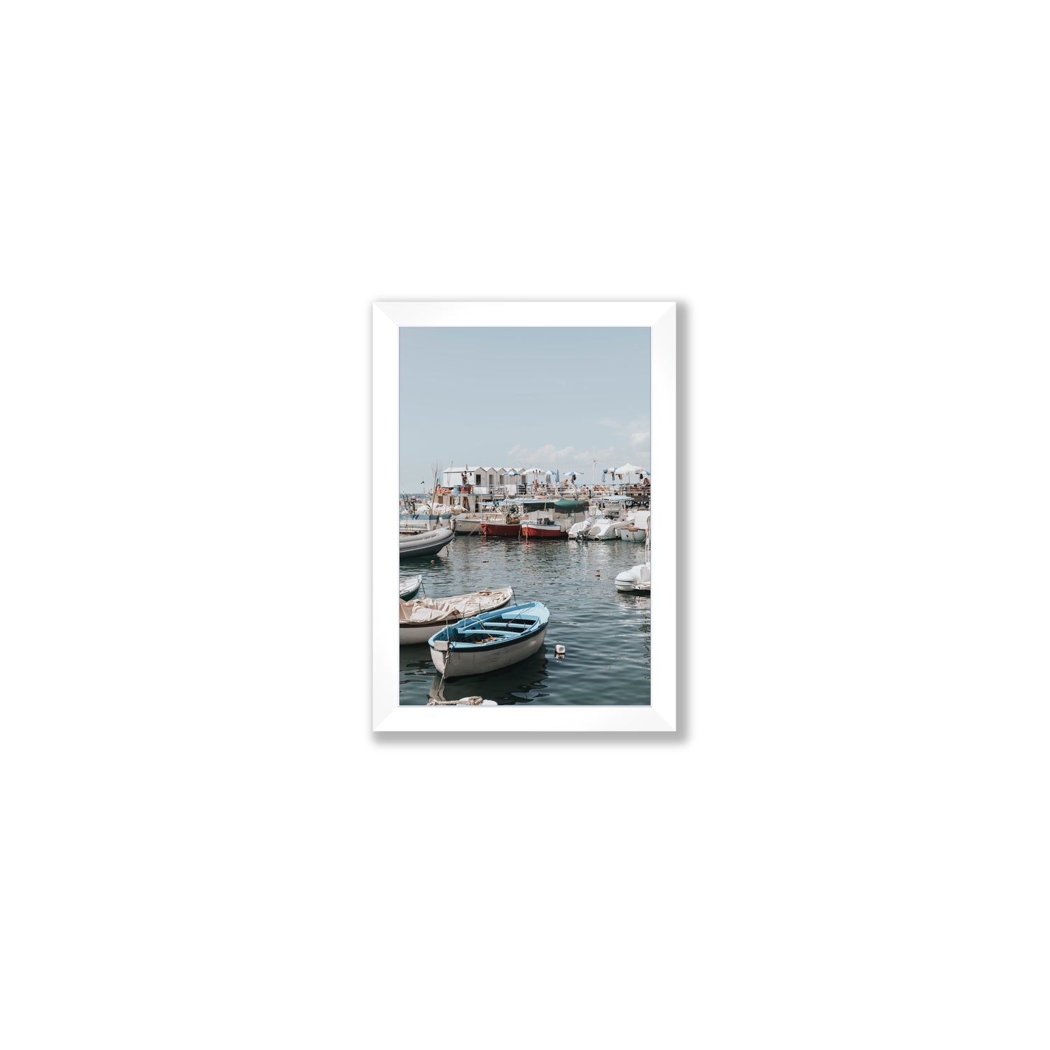 Harbour Hues Sorrento coastal Carousel wall art Small full-bleed fine art print in white frame