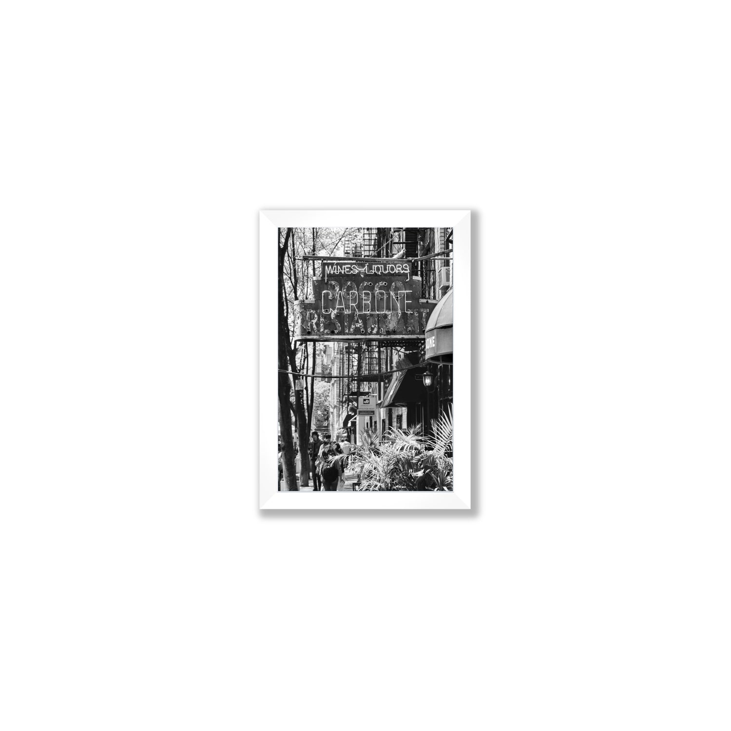 Paparazzi To Pasta New York NYC Black & White wall art Small full-bleed fine art print in white frame