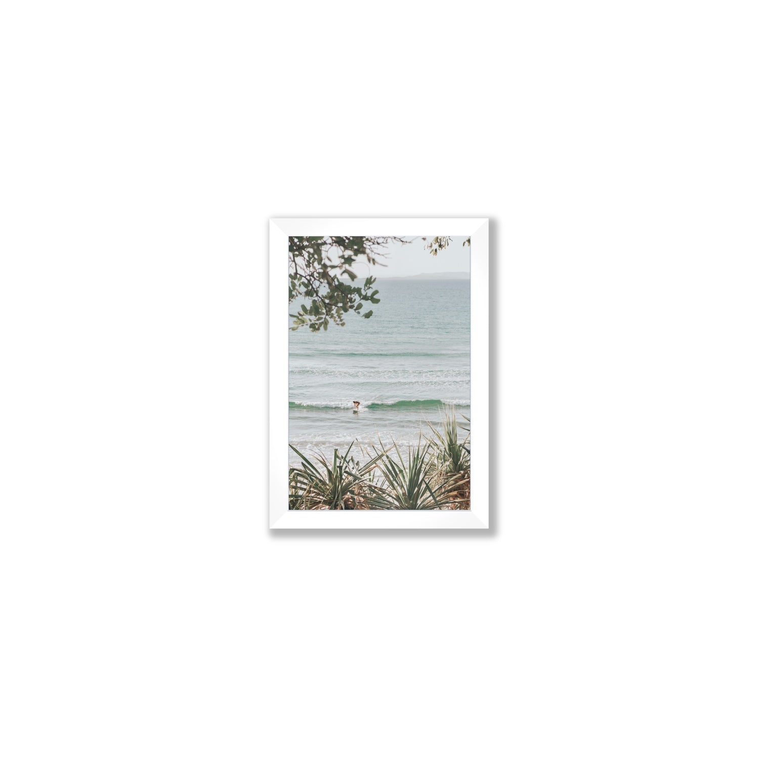 Dream Boat fine art print, Noosa, Australia, coastal scenes artwork, Small, White Frame · Full Bleed, Fine Art Print