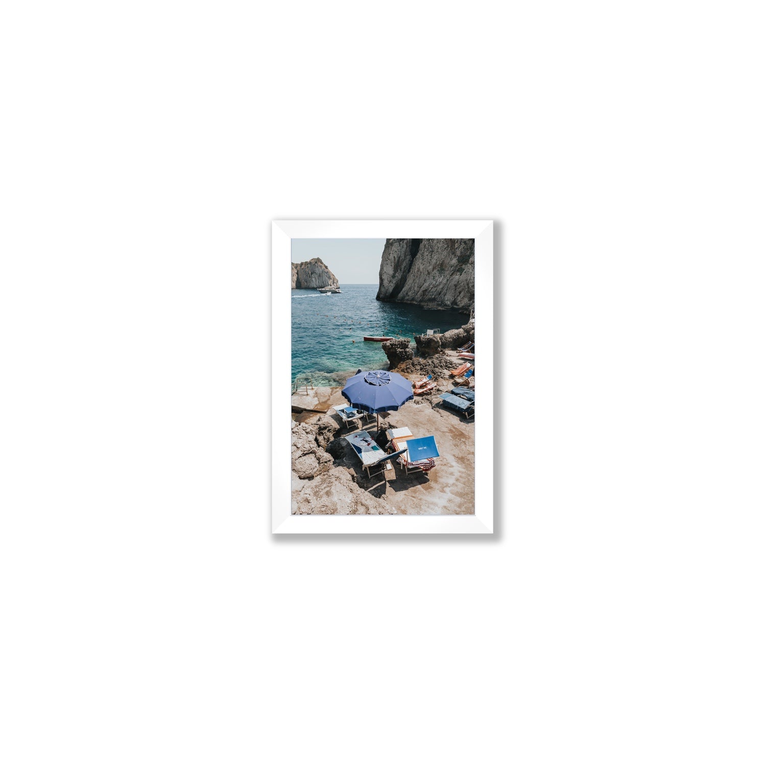 Lonely Loungers fine art print, Capri, Italy, Small, White Frame · Full Bleed, Fine Art Print