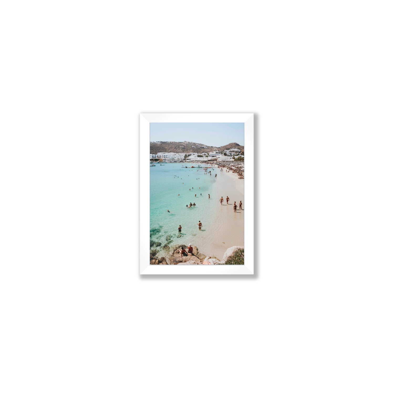 Breathe In The Salty Air Mykonos Greek island wall art Small full-bleed fine art print in white frame