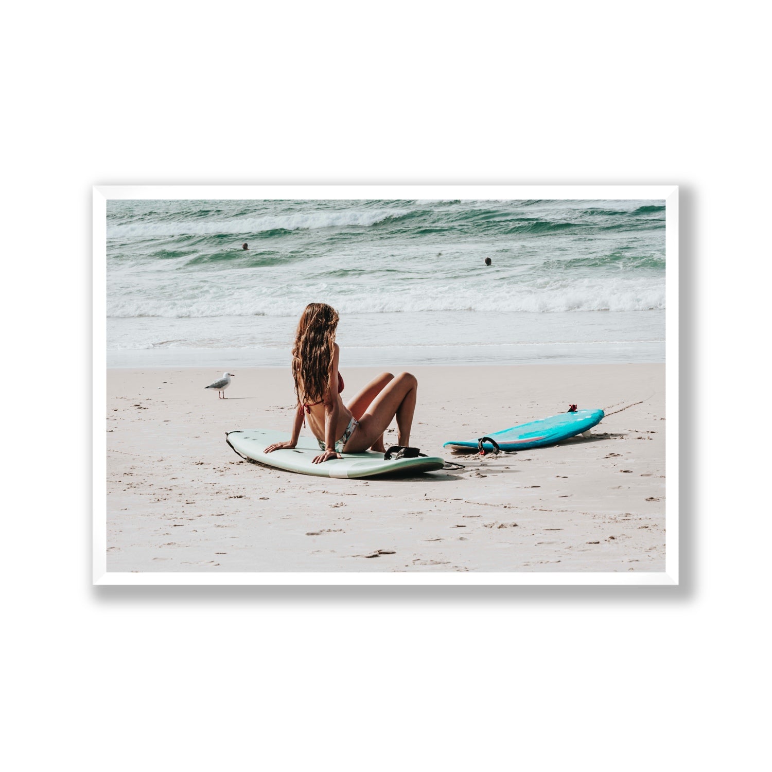Ciao Bella Byron Bay Surf coastal wall art Gallery full-bleed fine art print in white frame