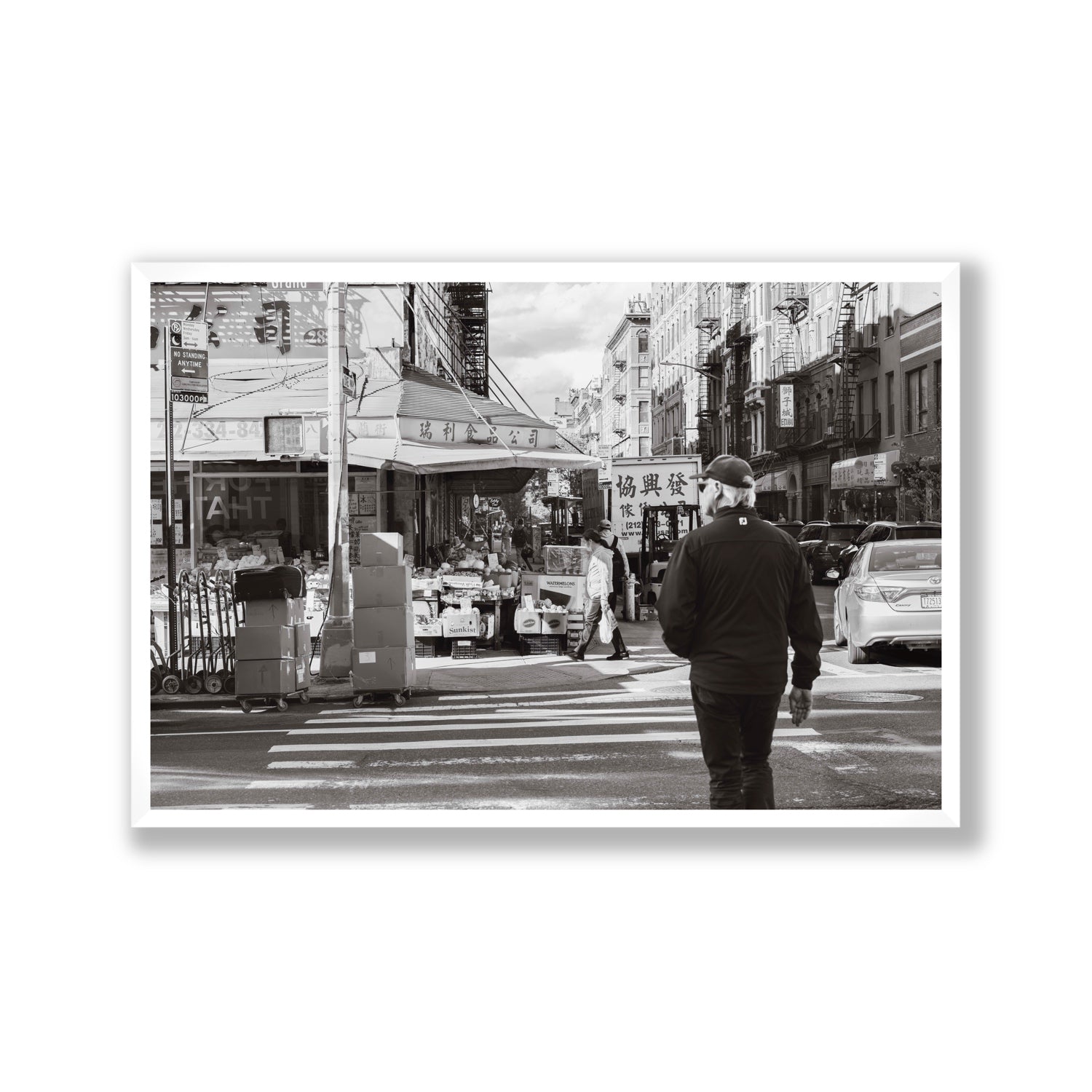 Chinatown New York NYC Street wall art Gallery full-bleed fine art print in white frame