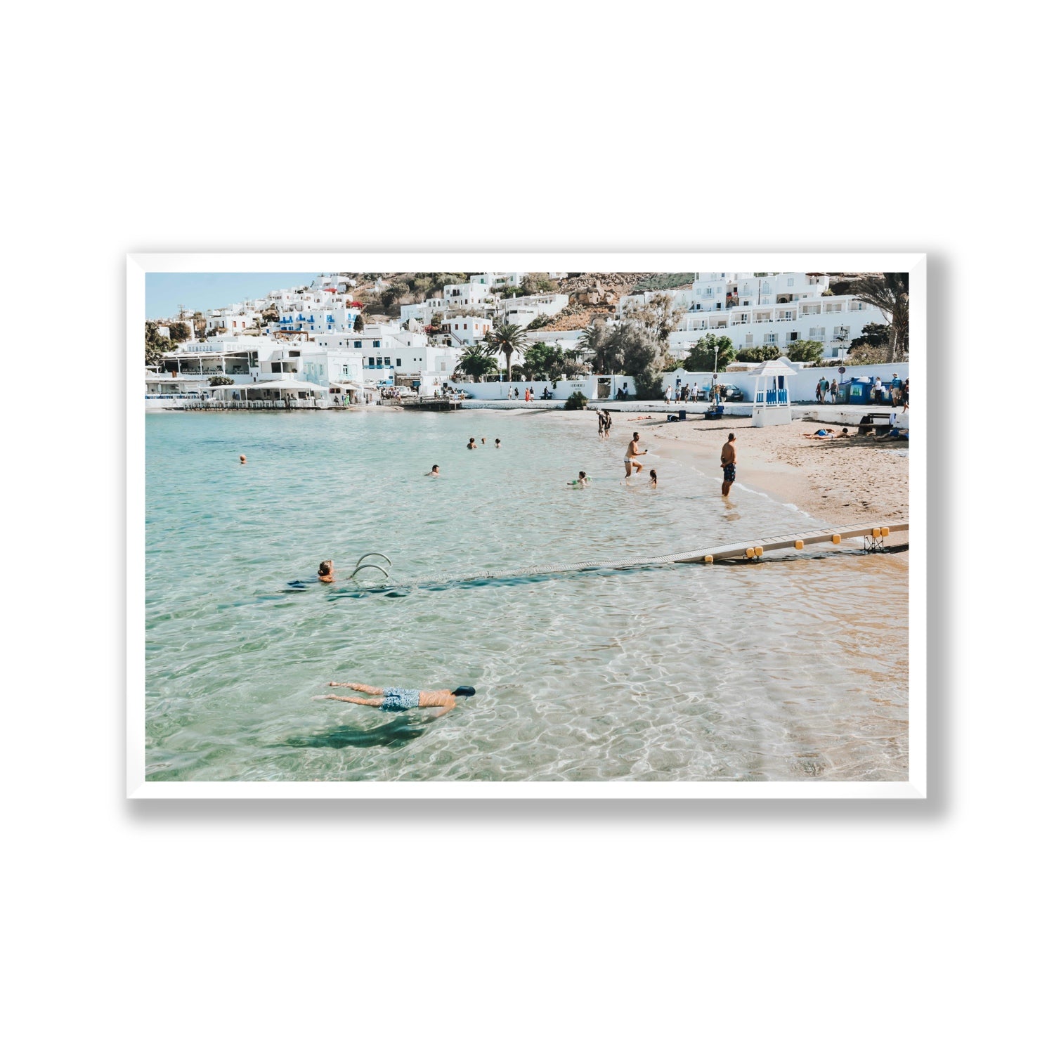 Bathe Yourself In Beauty Mykonos Greek island wall art Gallery full-bleed fine art print in white frame