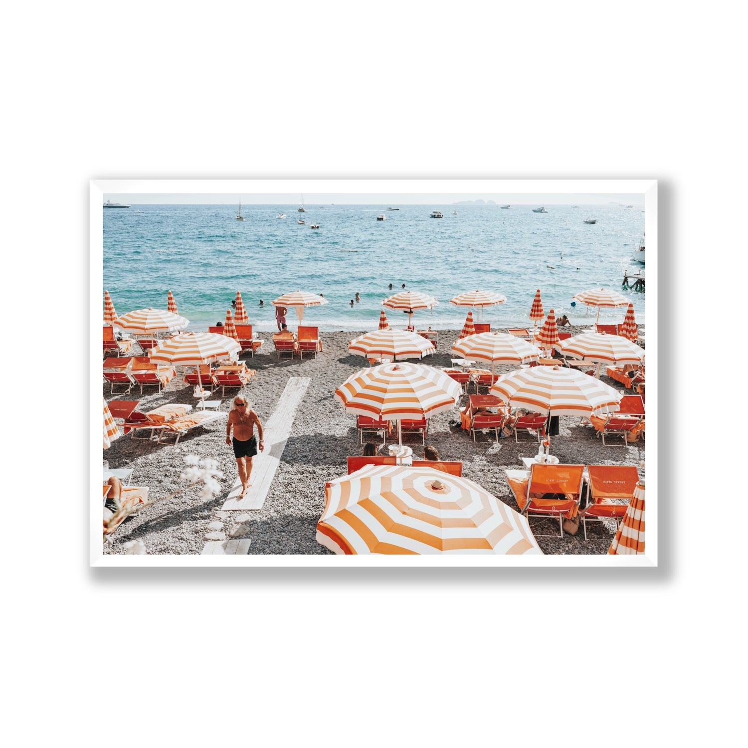 Shoreline Strut Positano wall art Gallery full-bleed fine art print in white frame