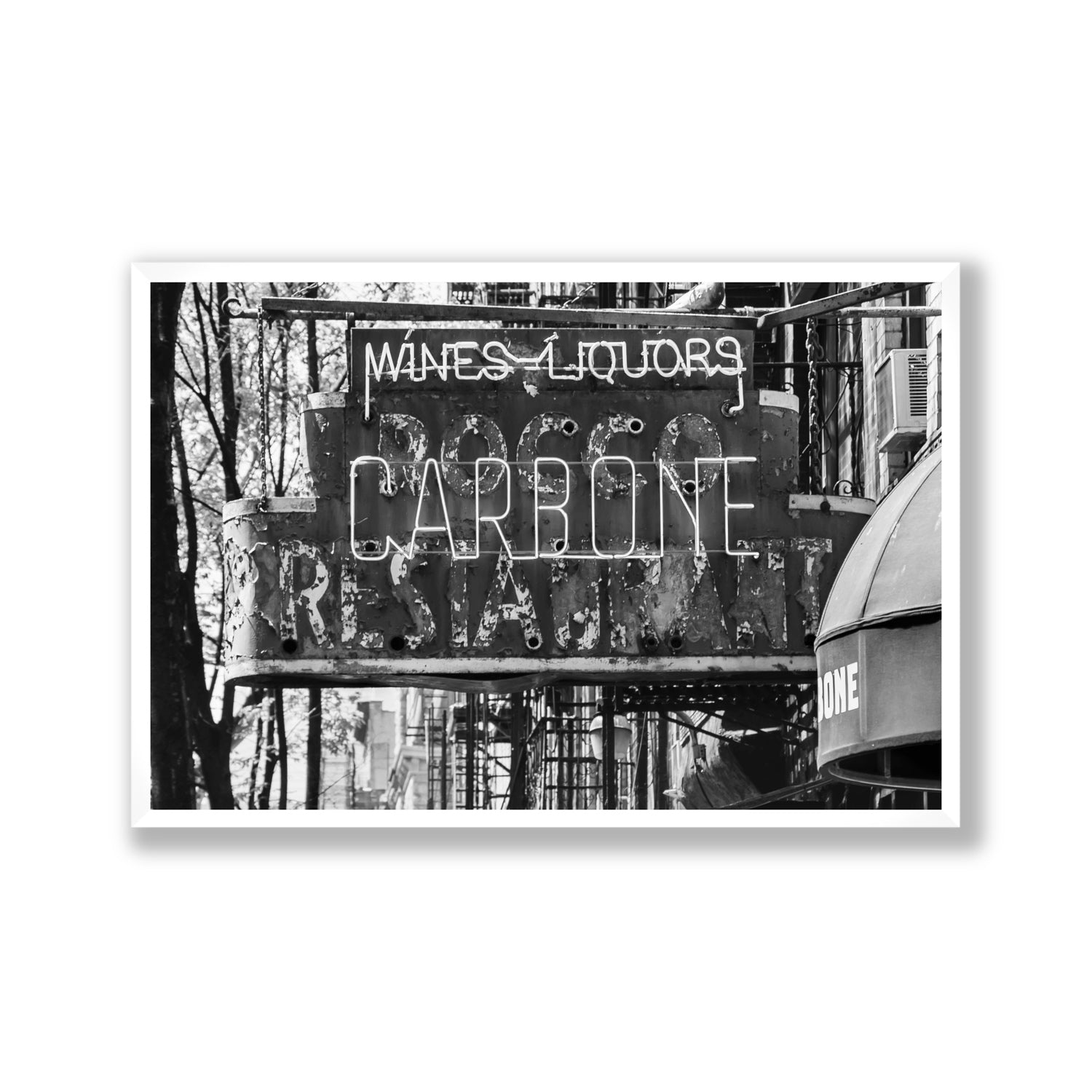 Thompson Street New York NYC Black & White wall art Gallery full-bleed fine art print in white frame