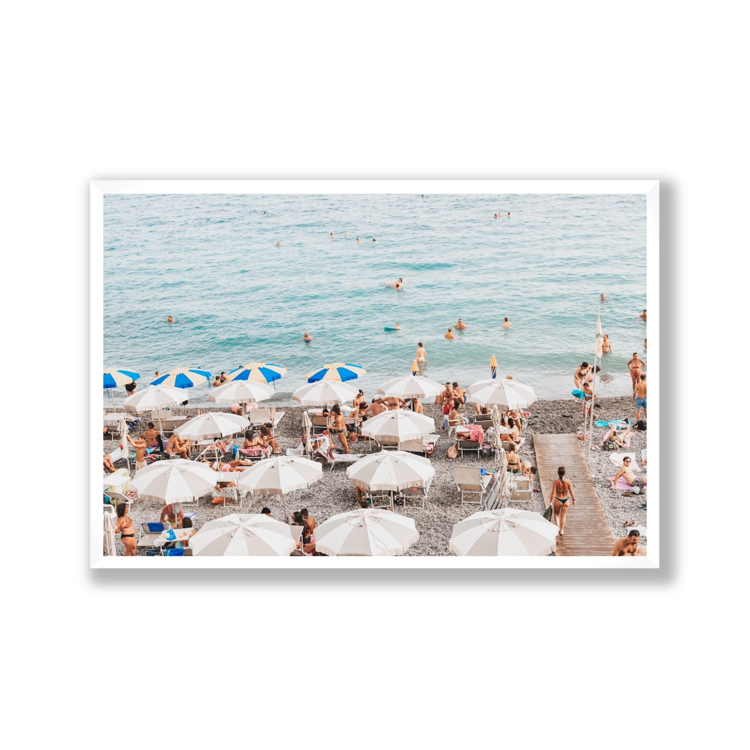 Dreamscape Amalfi Italian beach wall art Gallery full-bleed fine art print in white frame