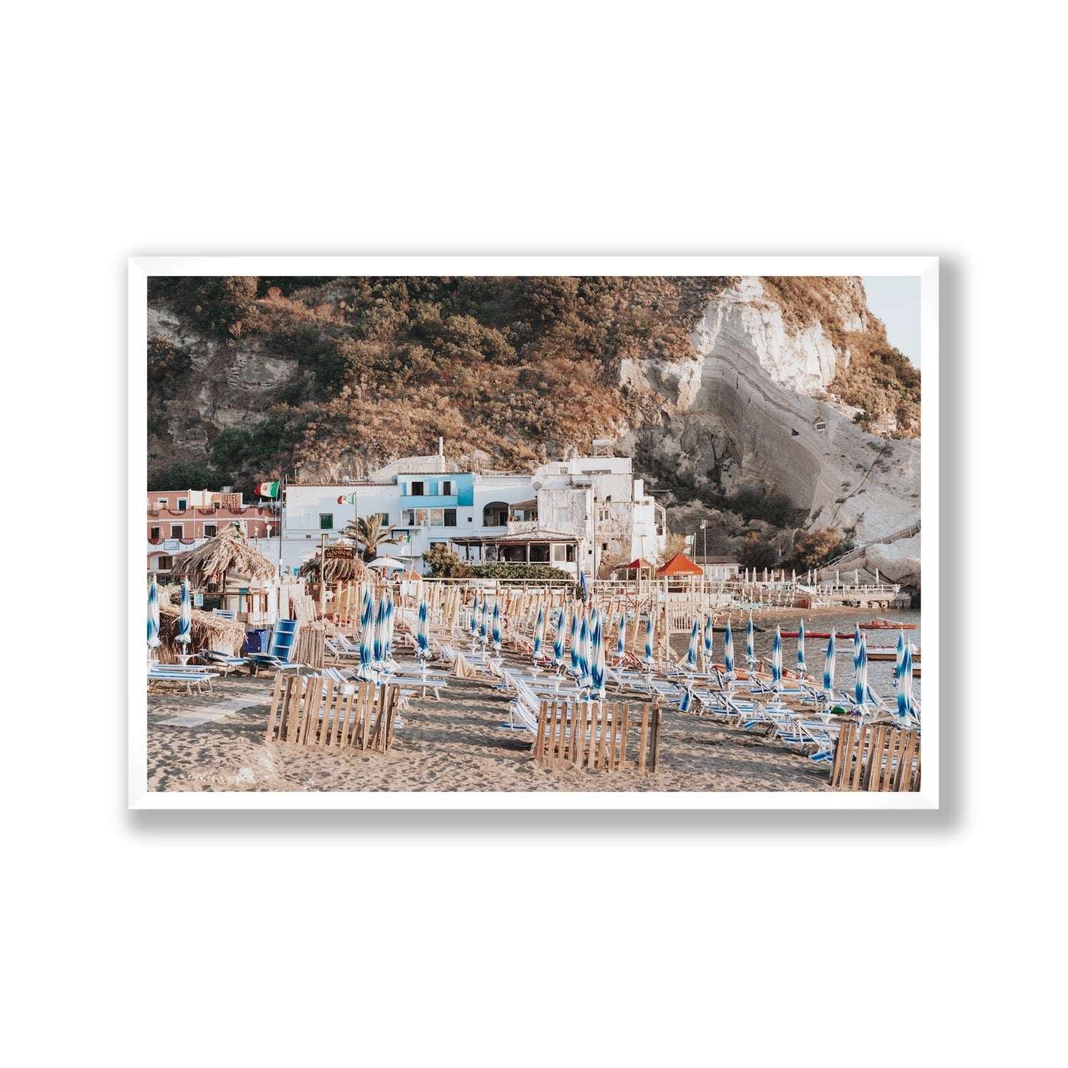 Sant' Angelo Ischia Italian coastal wall art Gallery full-bleed fine art print in white frame