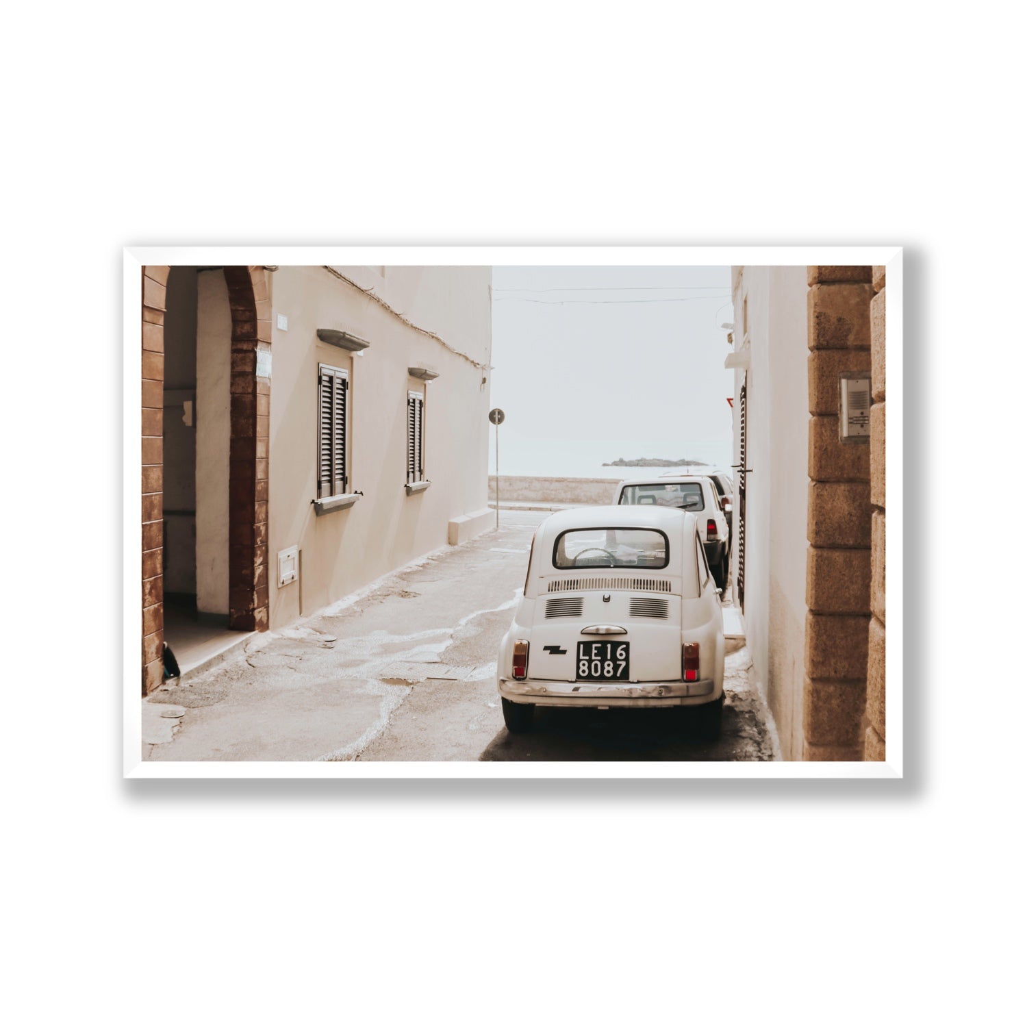 Bambini Lane Puglia Italian wall art Gallery full-bleed fine art print in white frame