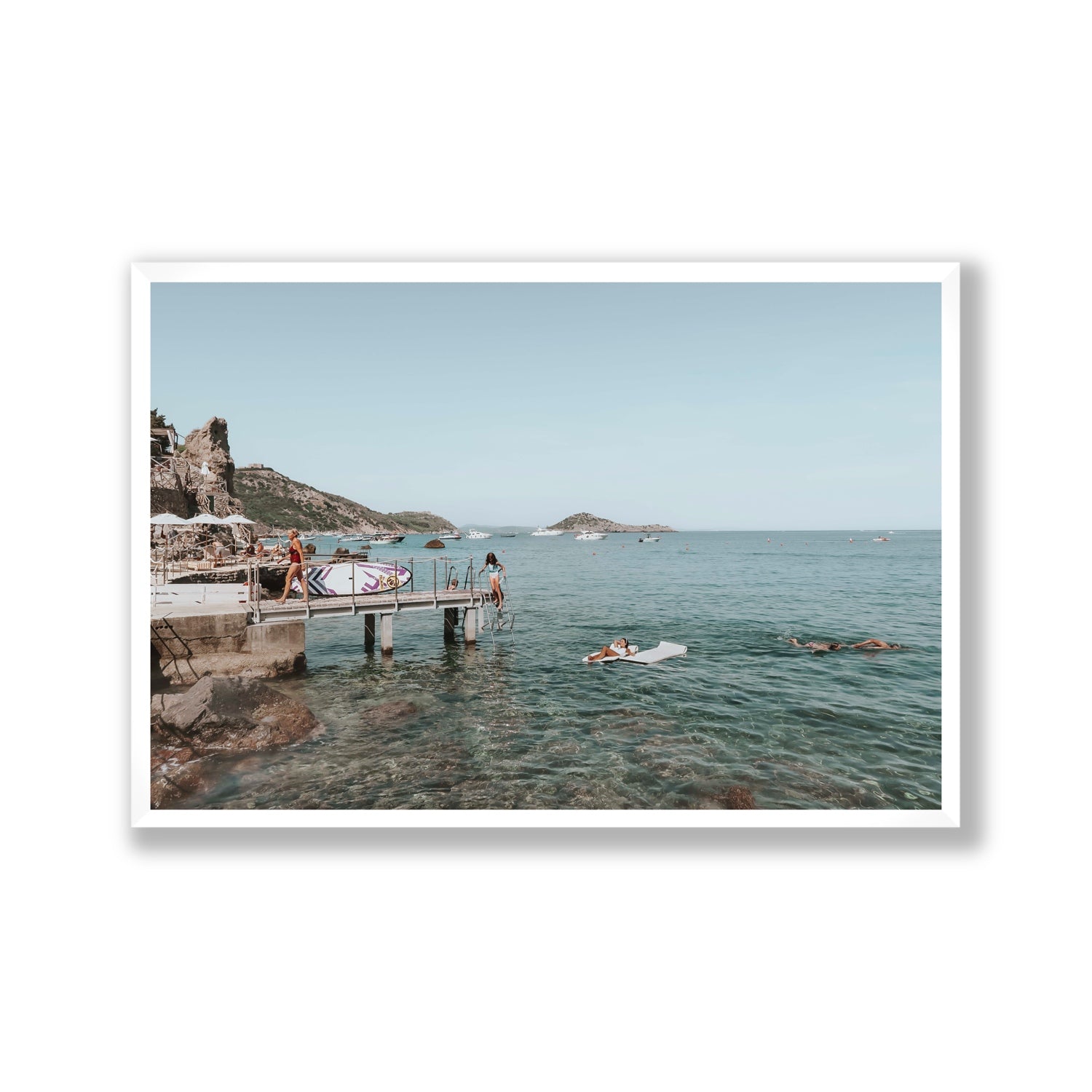 Retro Glamour Tuscany coastal Italian wall art Gallery full-bleed fine art print in white frame