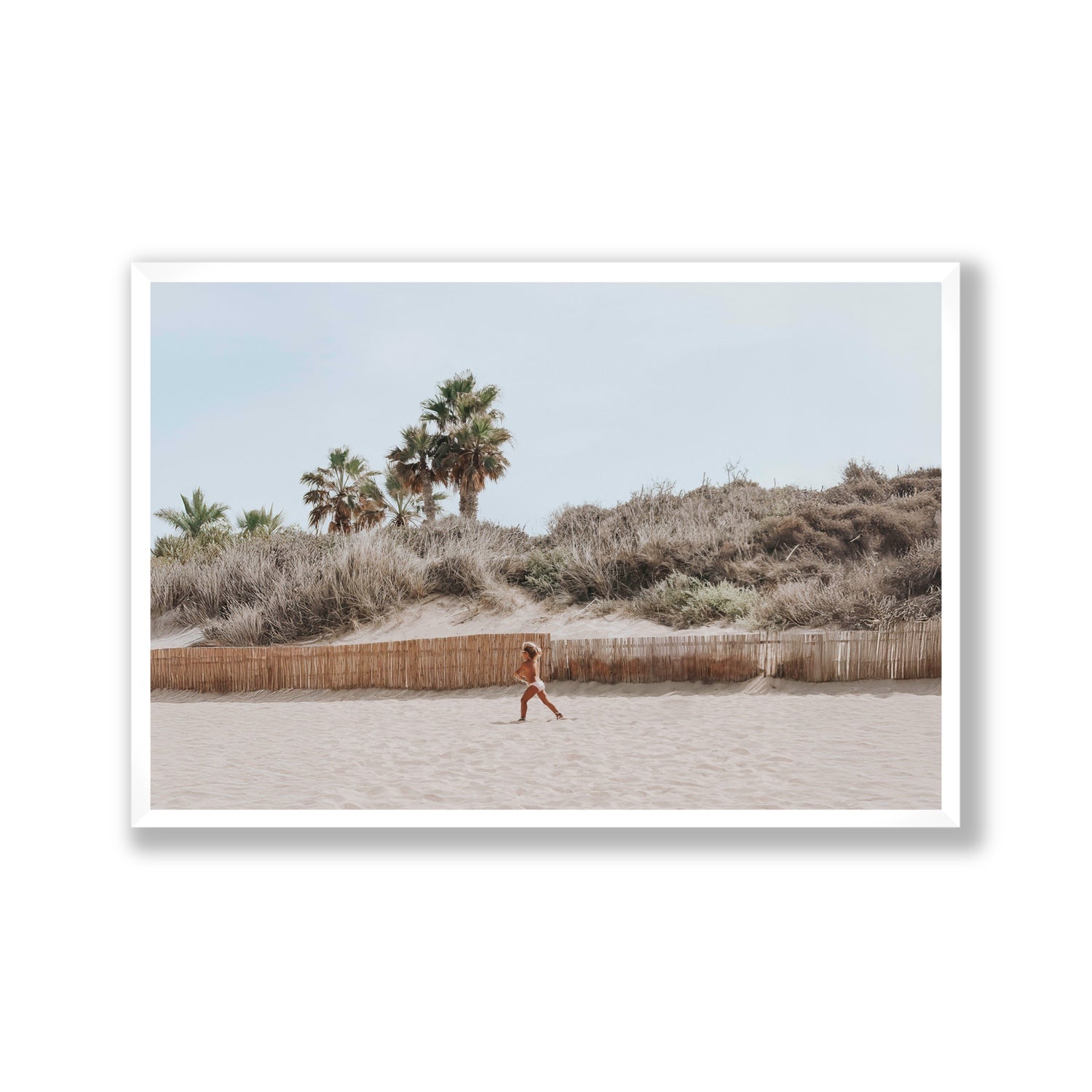 Ragazza Da Spiaggia Puglia beach Italian fine art print Gallery full-bleed fine art print in white frame