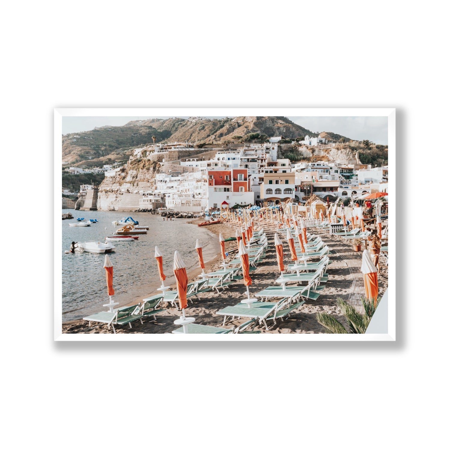 Sole Estivo Ischia Italian coastal wall art Gallery full-bleed fine art print in white frame
