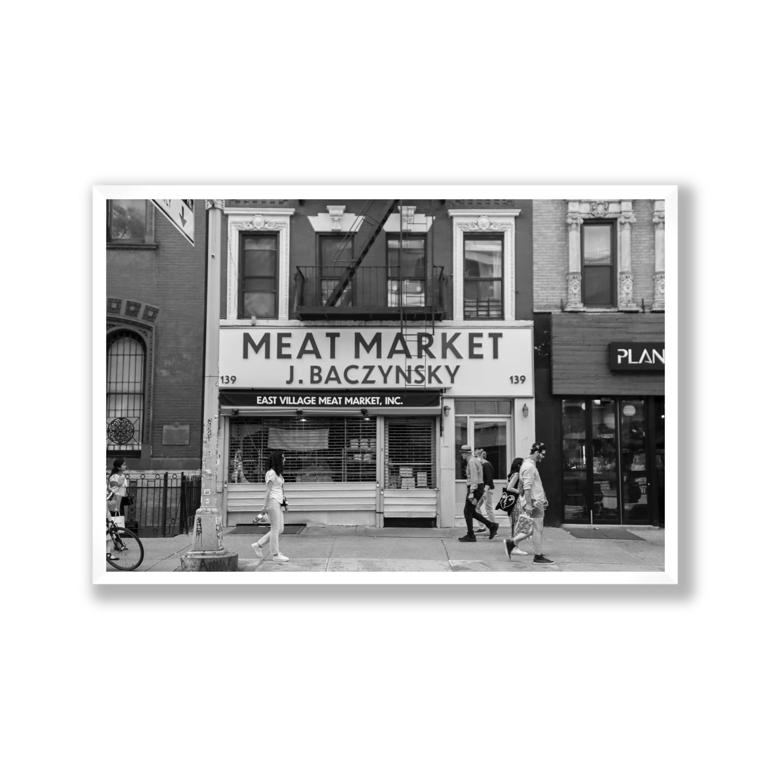 Meat District New York NYC Black & White wall art Gallery full-bleed fine art print in white frame