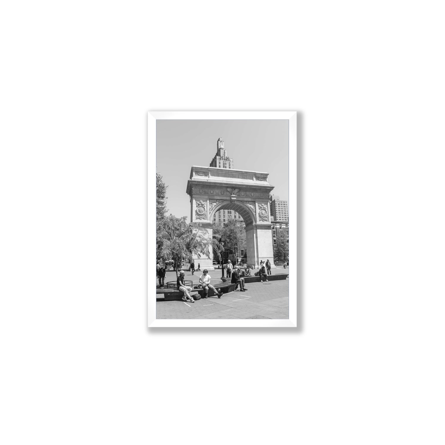 City Picnic New York NYC Black & White wall art Medium full-bleed fine art print in white frame