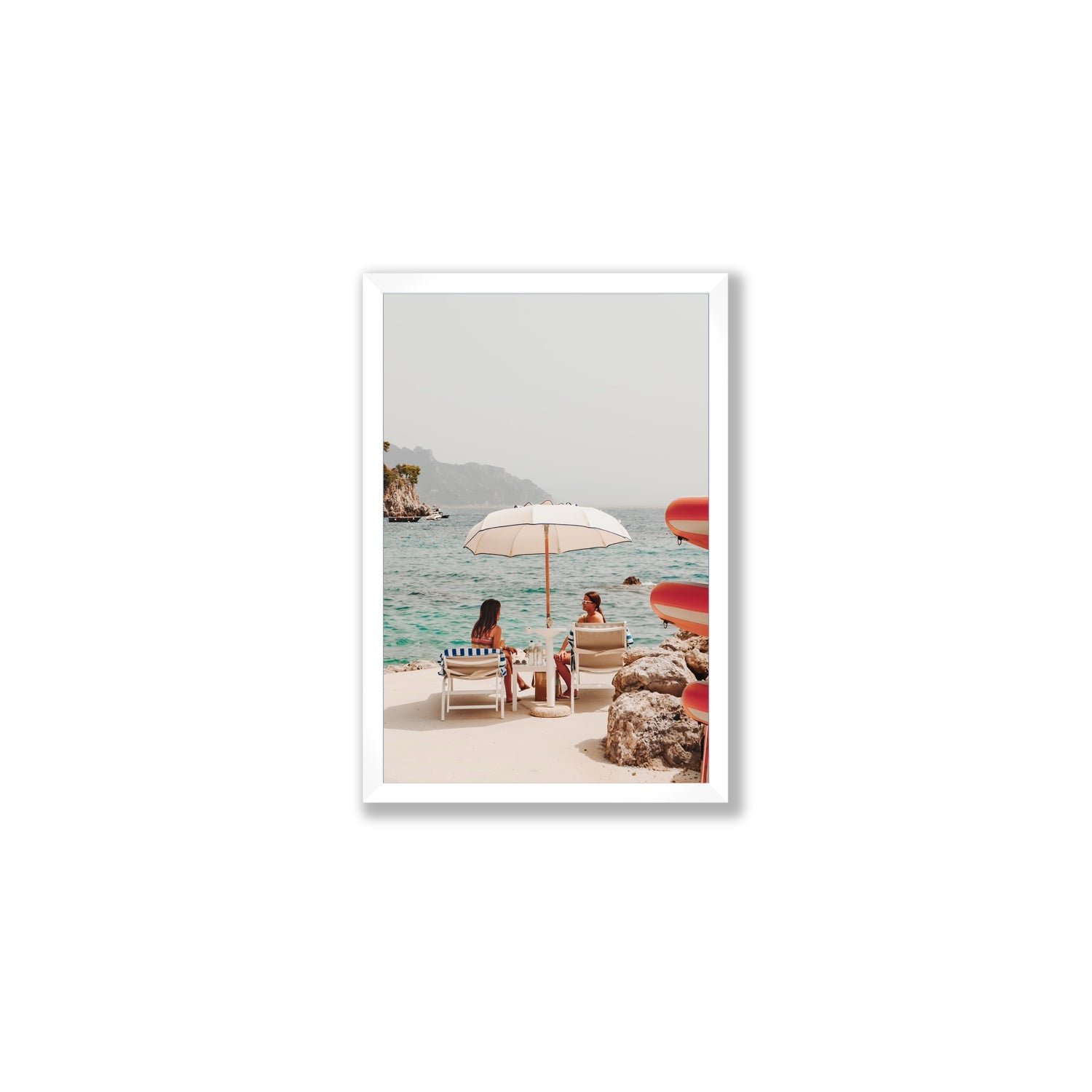 Salty Banter Amalfi Mediterranean wall art Medium full-bleed fine art print in white frame