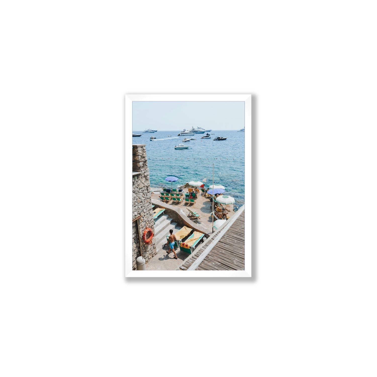 Canzone di Capri Capri Italian beach wall art Medium full-bleed fine art print in white frame