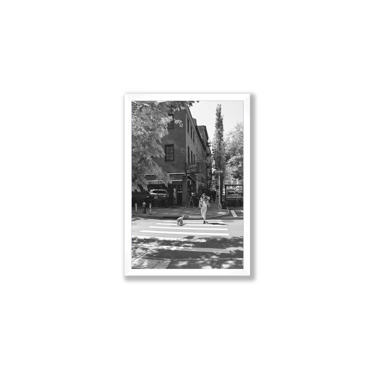 Sunlit Stroll New York NYC Black & White wall art Medium full-bleed fine art print in white frame