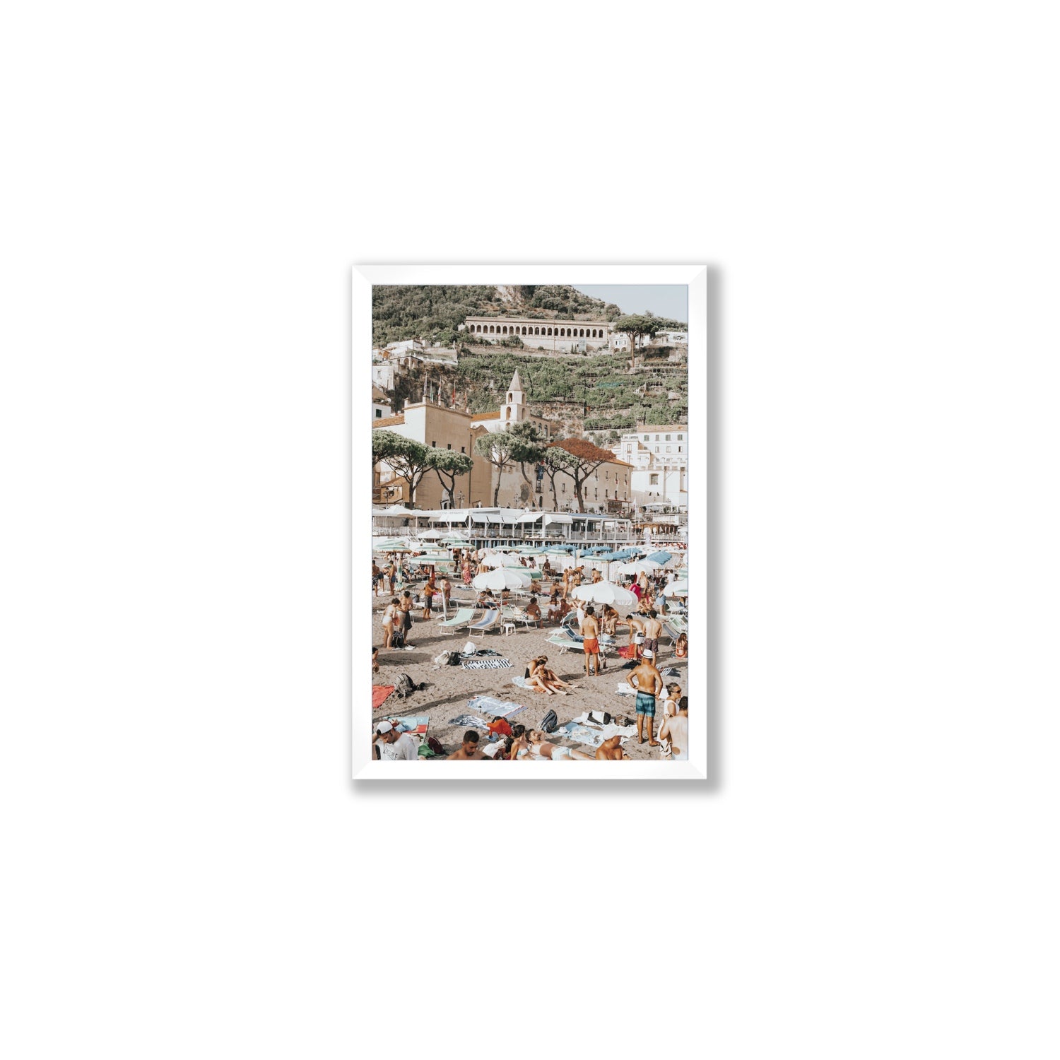 Festa In Spiaggia Amalfi coastal wall art Medium full-bleed fine art print in white frame