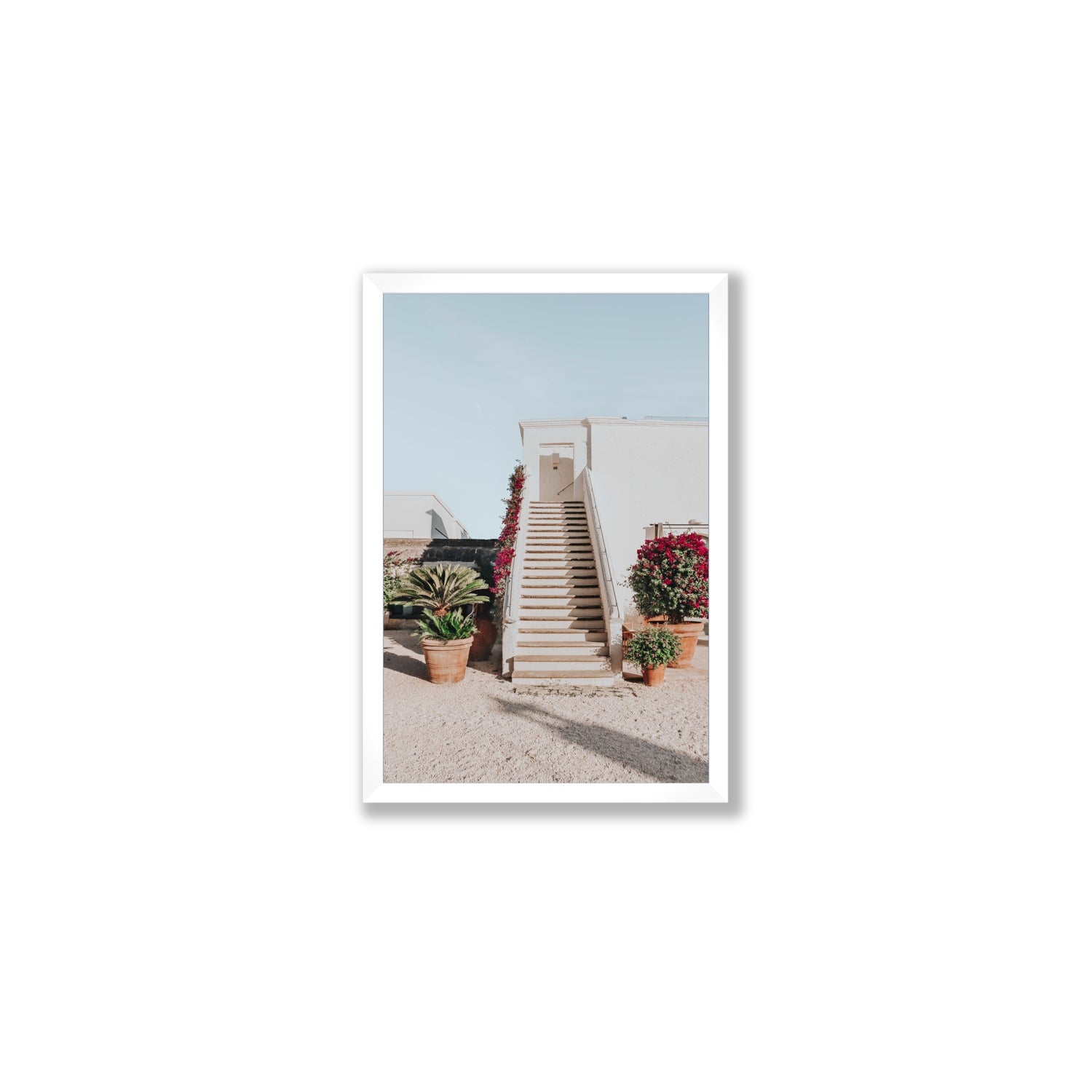 Tranquil Ascent Puglia Italian wall art Medium full-bleed fine art print in white frame