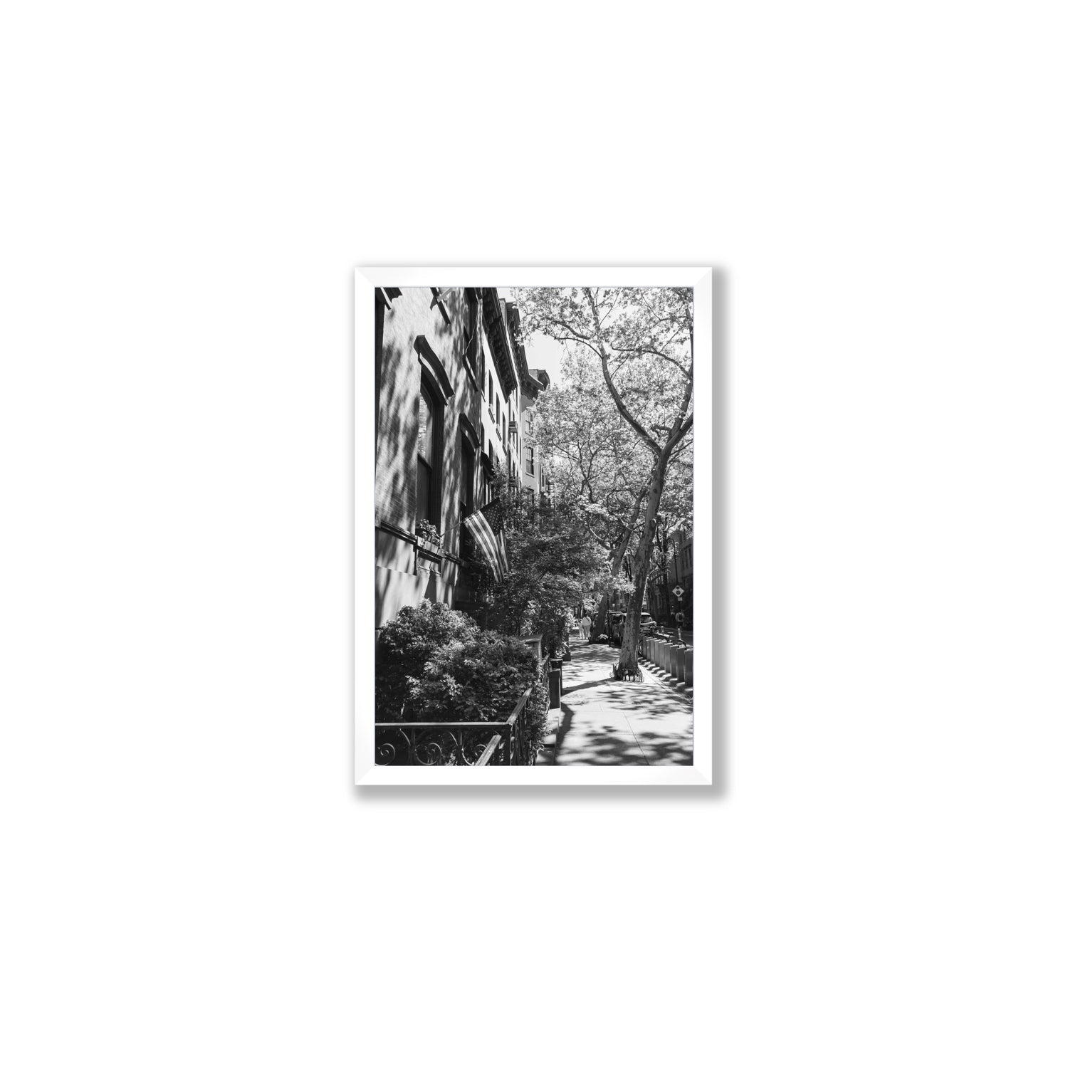 Urban Patriotism New York NYC Black & White wall art Medium full-bleed fine art print in white frame