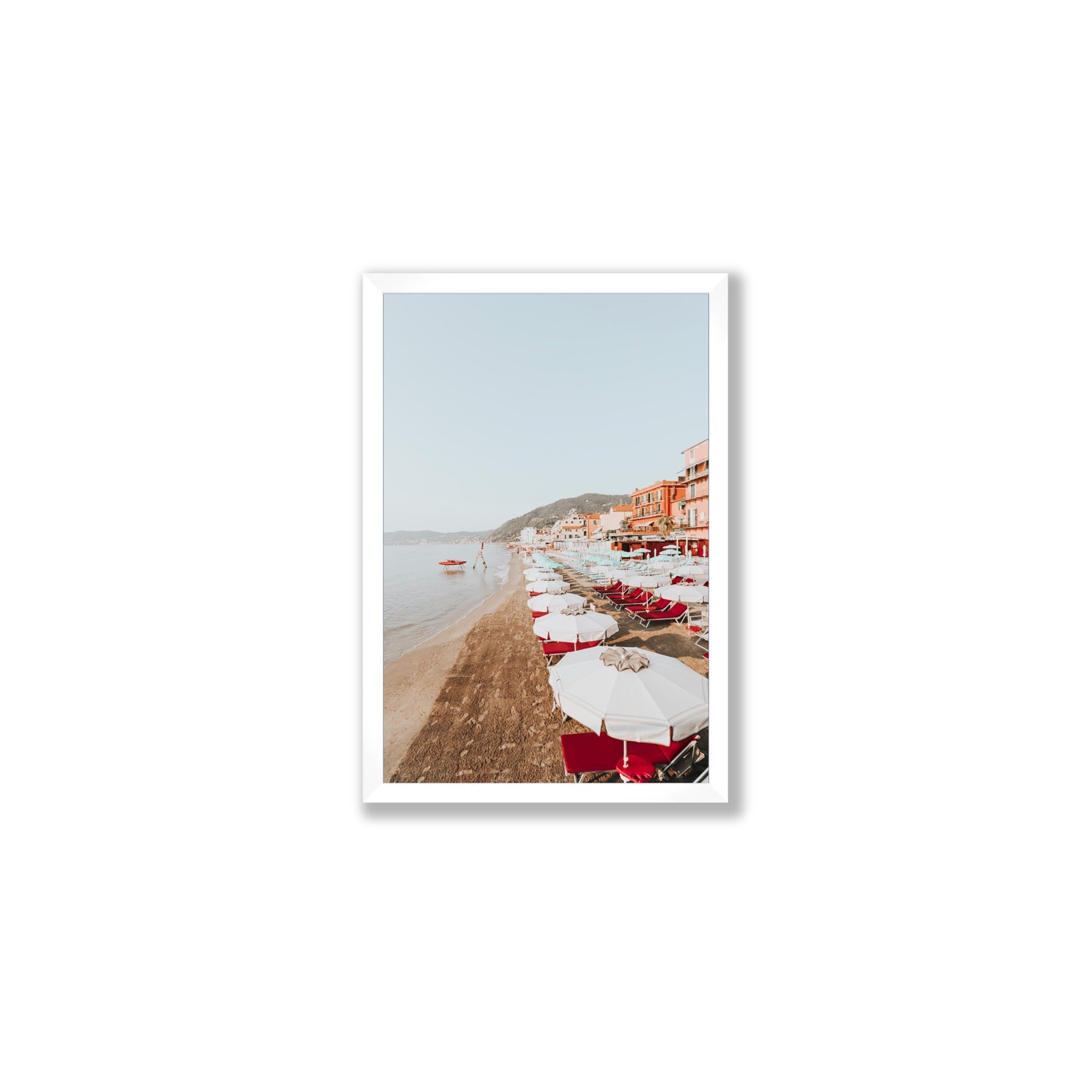 Italian Riviera fine art print, Alassio, Italy, coastal scenes artwork, Medium, White Frame · Full Bleed, Fine Art Print