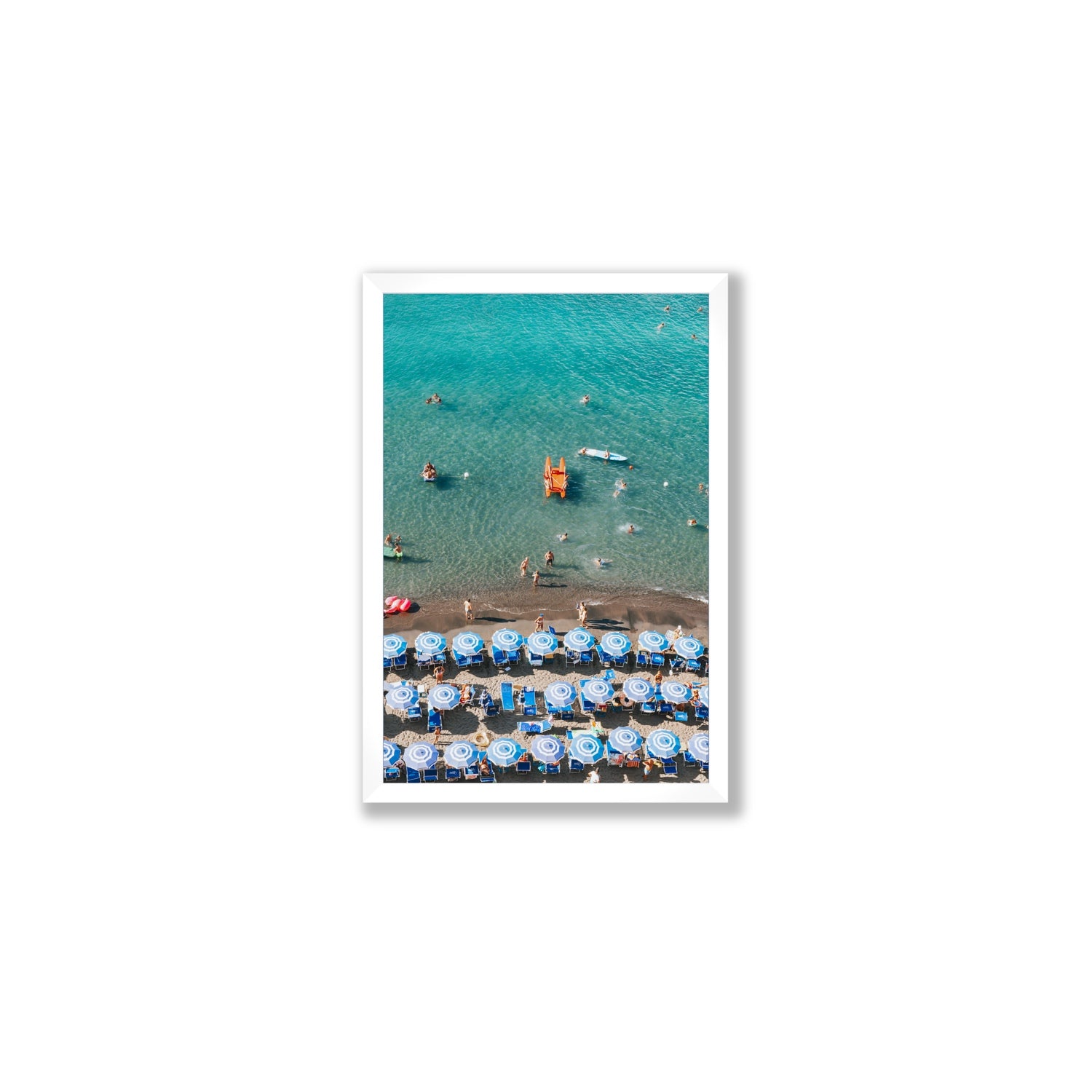 Aquamarine Oasis Sorrento Italian coastal wall art Medium full-bleed fine art print in white frame